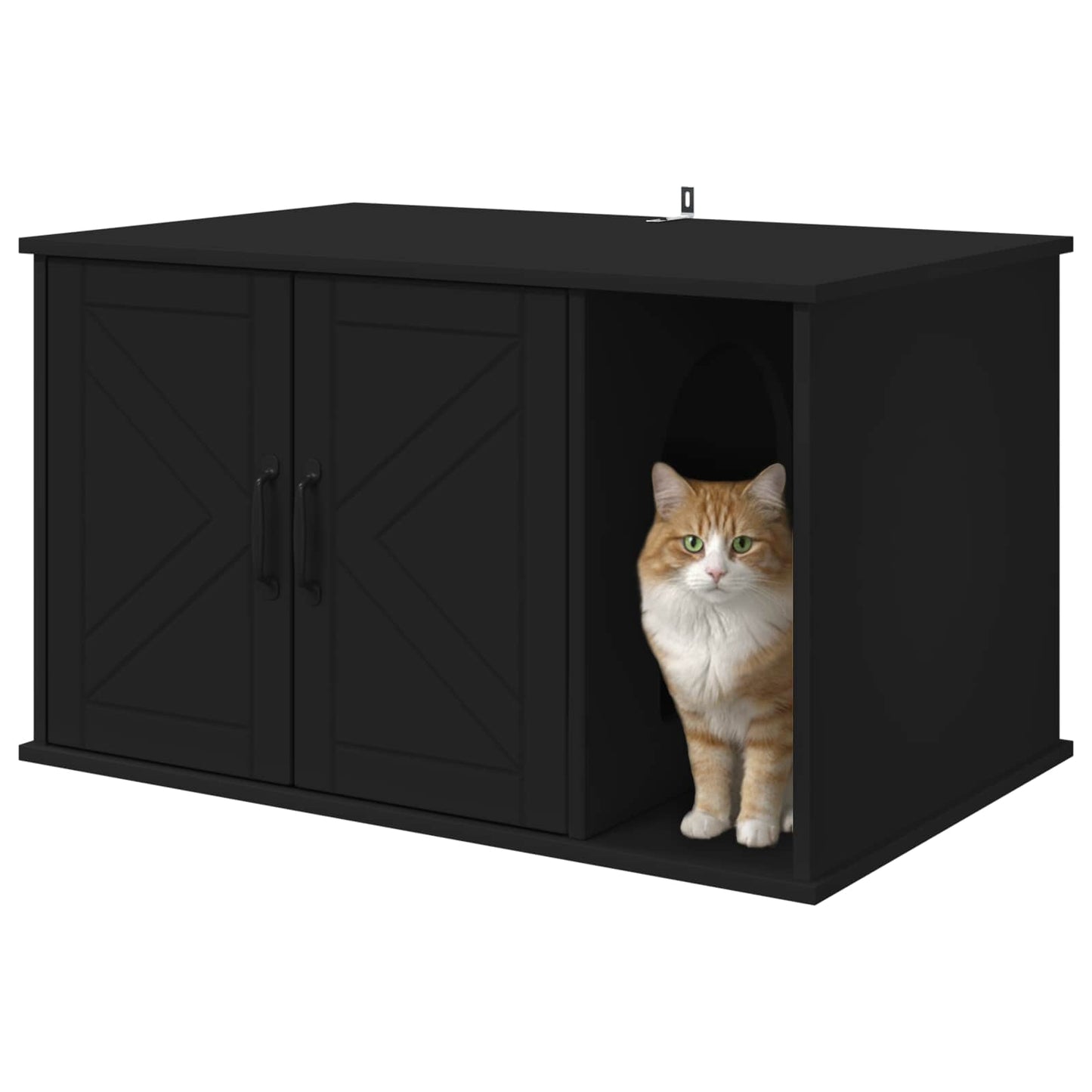 Katt Hus Svart 85 x 55 x 50 cm Konstruert tre