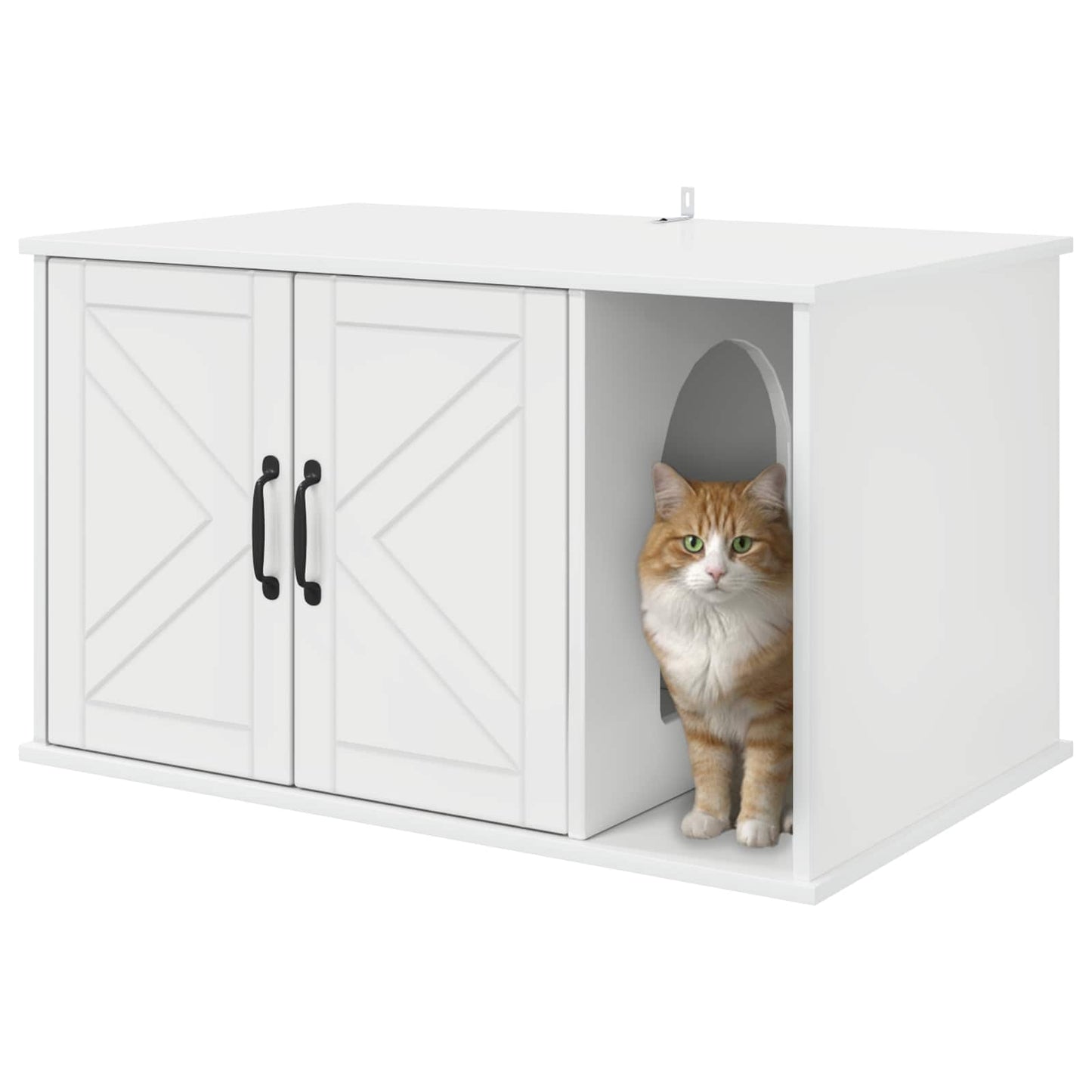 Katt Hus Glanset Hvit 85 x 55 x 50 cm Konstruert tre
