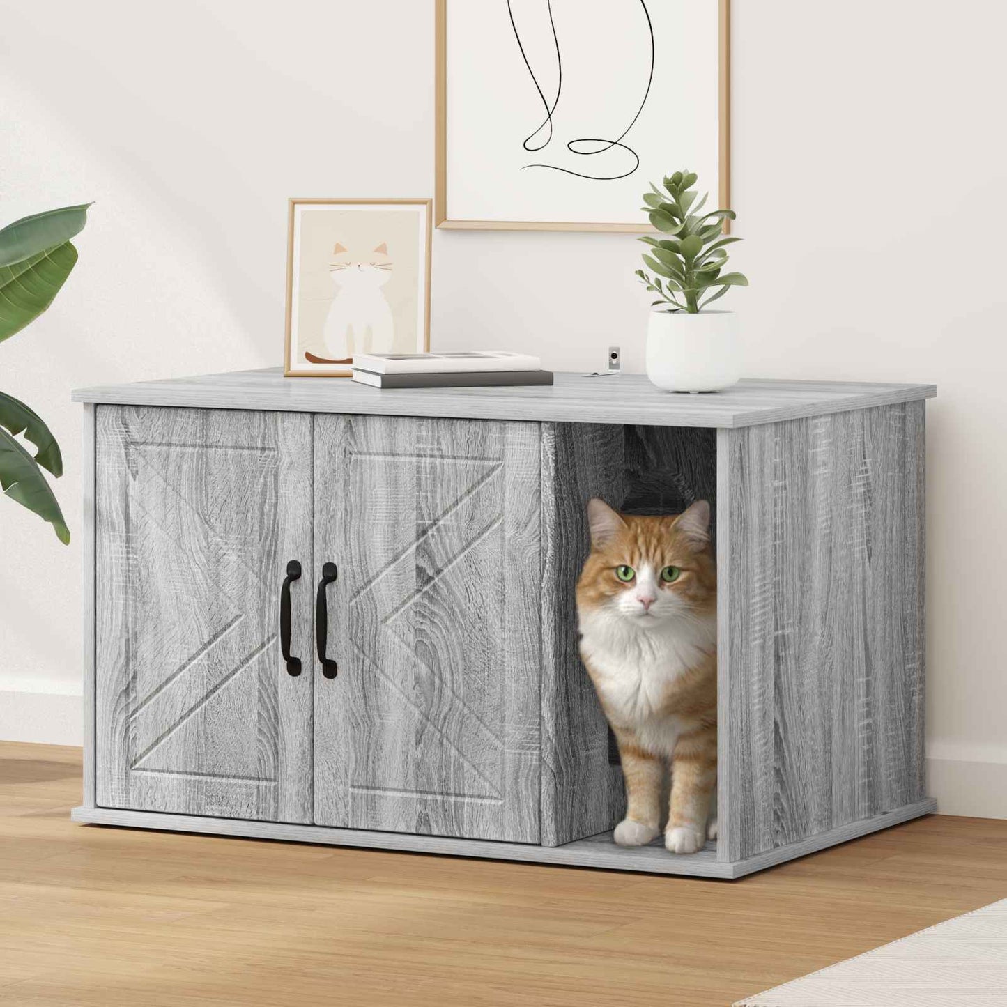 Katt Hus Grå Sonoma 85 x 55 x 50 cm Konstruert tre