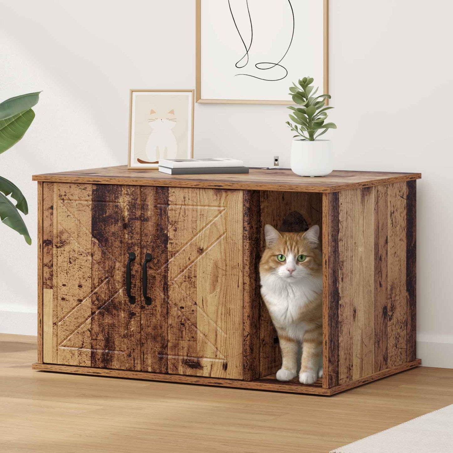 Katt Hus Gammelt tre 85 x 55 x 50 cm Konstruert tre