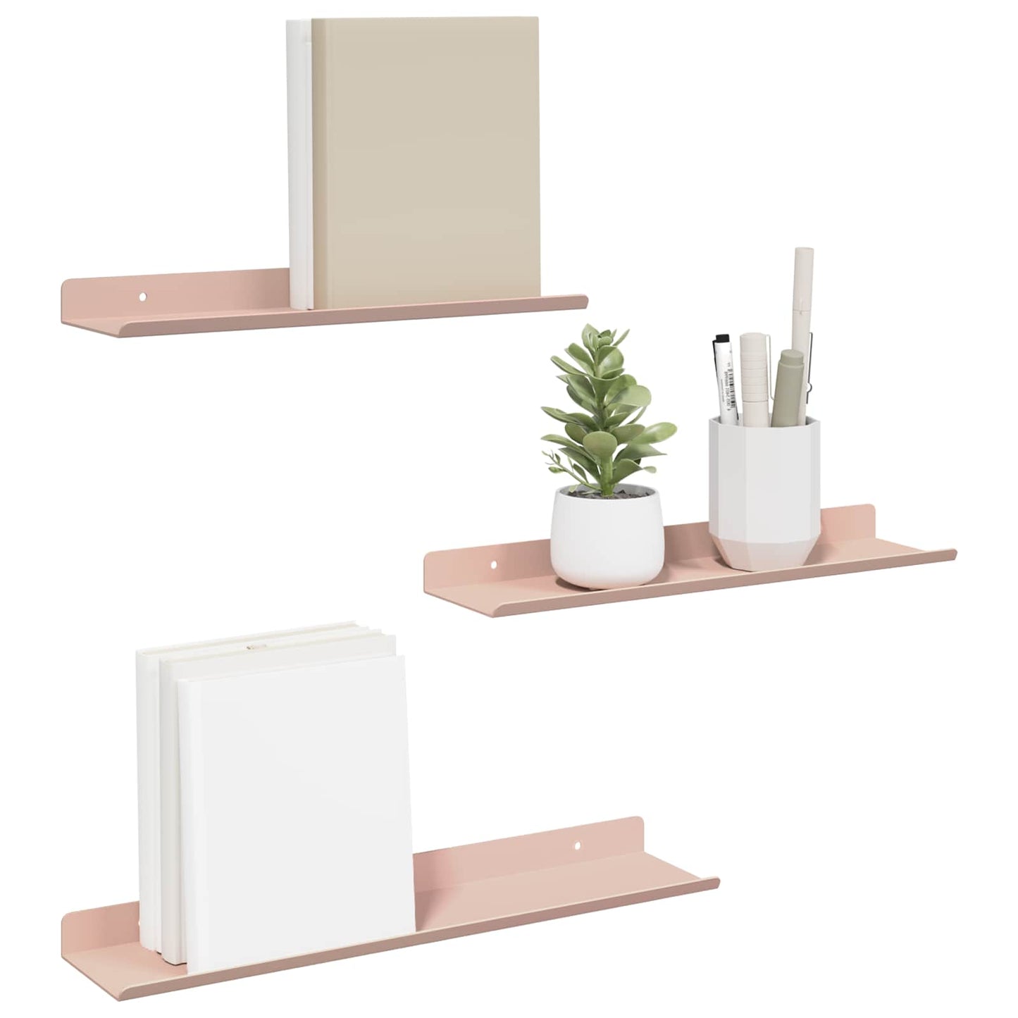 Vegghylle med hylle Veggmontert 3 pcs Rosa 40 x 9 x 2,5 cm vidaXL