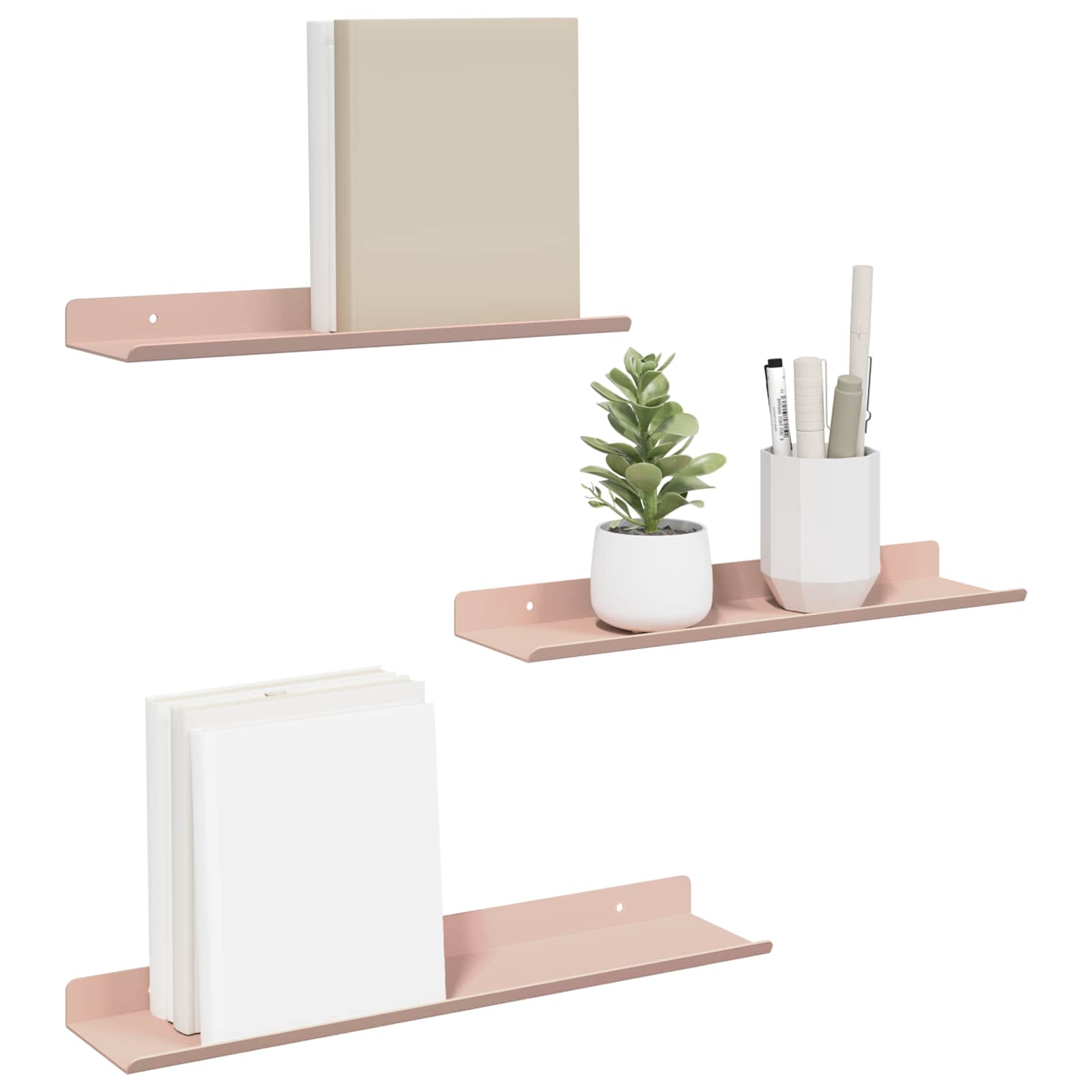 Vegghylle med hylle Veggmontert 3 pcs Rosa 40 x 9 x 2,5 cm vidaXL