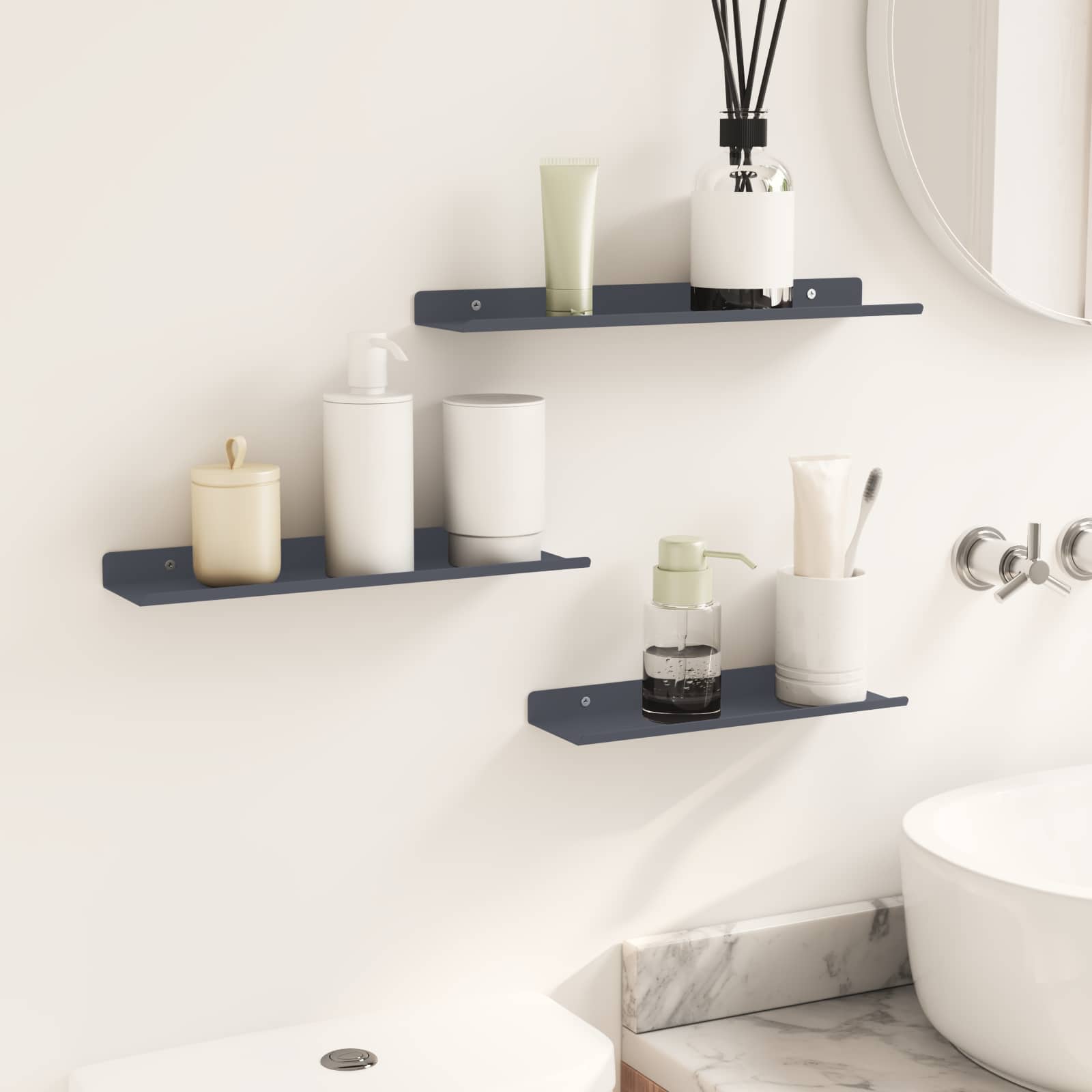 Vegghylle med hylle Veggmontert 3 pcs Antrasitt 40 x 9 x 2,5 cm vidaXL