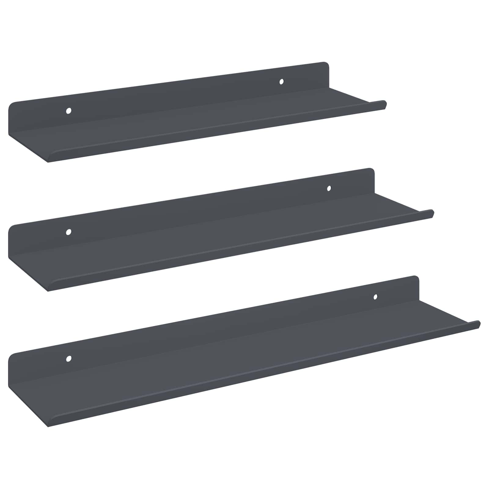 Vegghylle med hylle Veggmontert 3 pcs Antrasitt 40 x 9 x 2,5 cm vidaXL