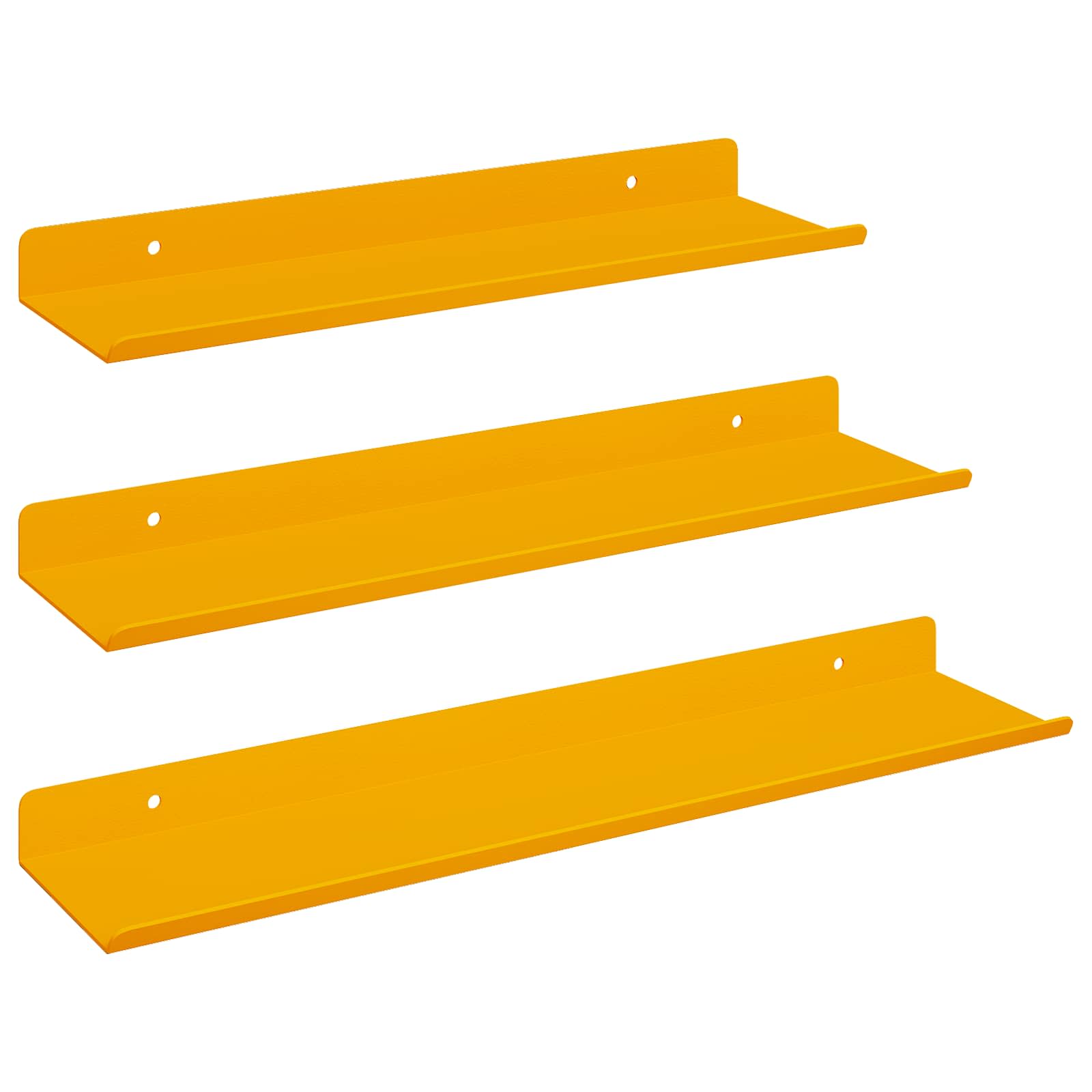 Vegghylle med hylle 3 pcs Sennepsgul 40 x 9 x 2,5 cm vidaXL