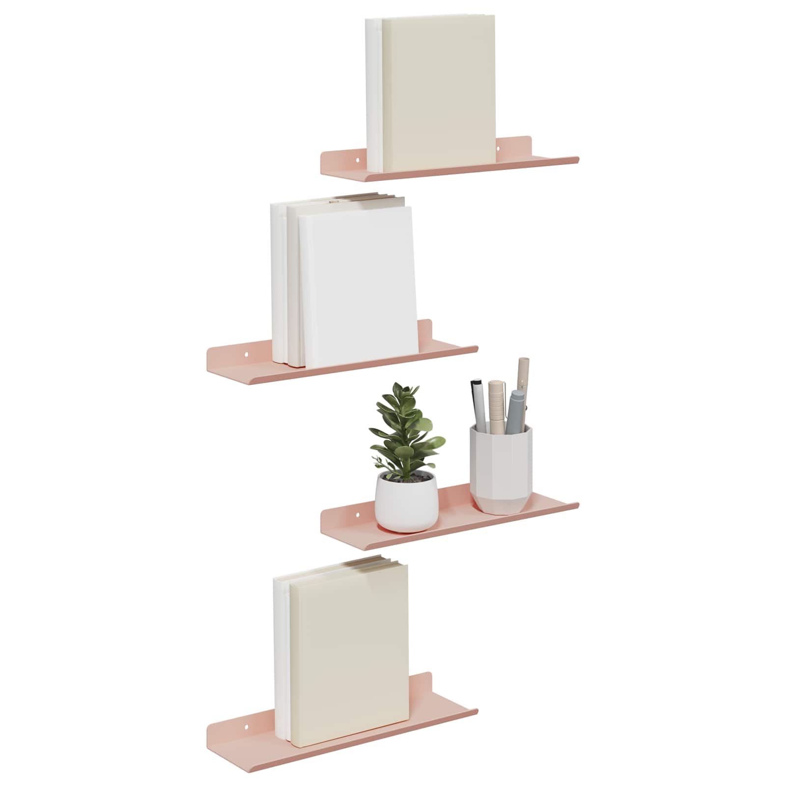 Vegghylle med hylle Veggmontert 4 pcs Rosa 30 x 9 x 2,5 cm vidaXL