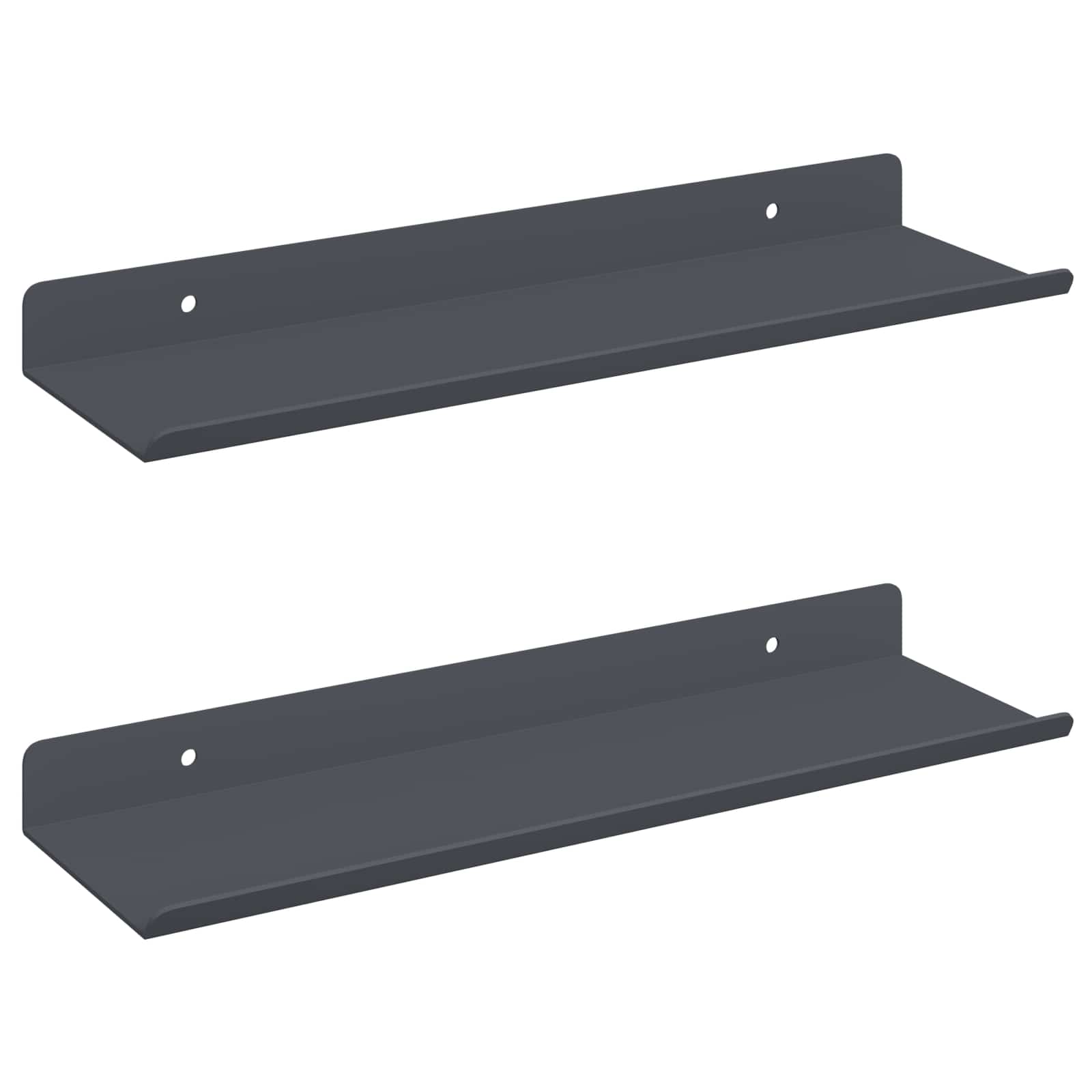 Vegghylle med hylle Veggmontert 2 pcs Antrasitt 30 x 9 x 2,5 cm vidaXL