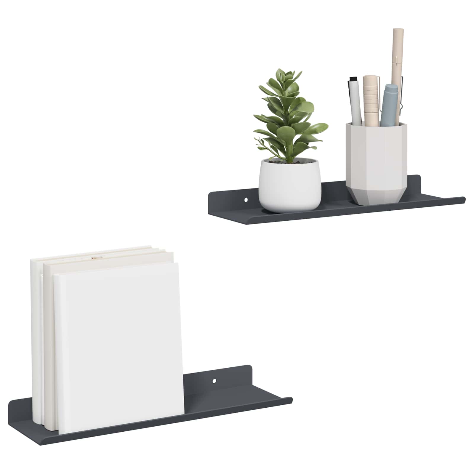 Vegghylle med hylle Veggmontert 2 pcs Antrasitt 30 x 9 x 2,5 cm vidaXL