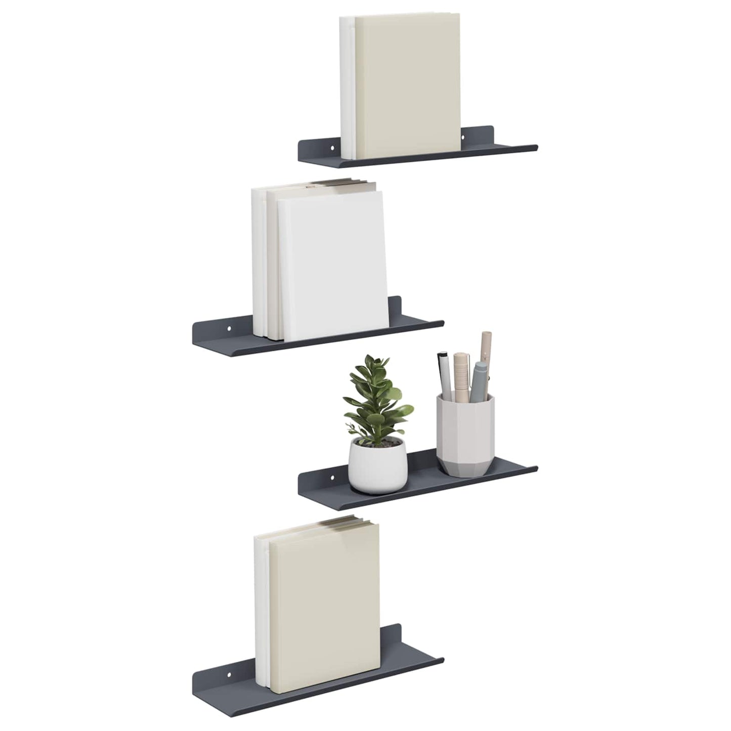 Vegghylle med hylle Veggmontert 4 pcs Antrasitt 30 x 9 x 2,5 cm vidaXL
