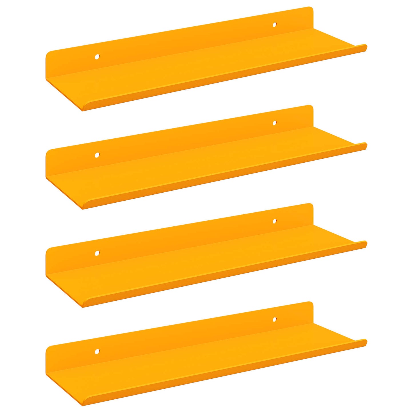 Flytende hylle 4 pcs Sennepsgul 30 x 9 x 2,5 cm Stål