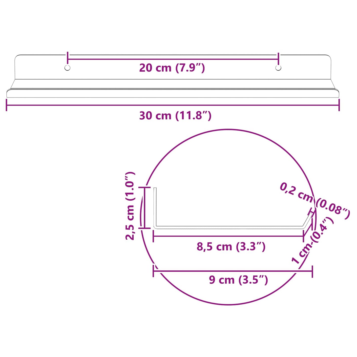 Flytende hylle 4 pcs Sennepsgul 30 x 9 x 2,5 cm Stål