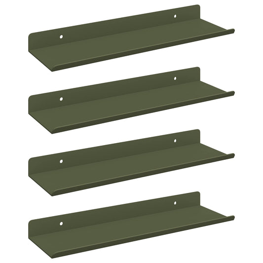 Vegghylle med hylle 4 pcs Olivengrønn 30 x 9 x 2,5 cm vidaXL