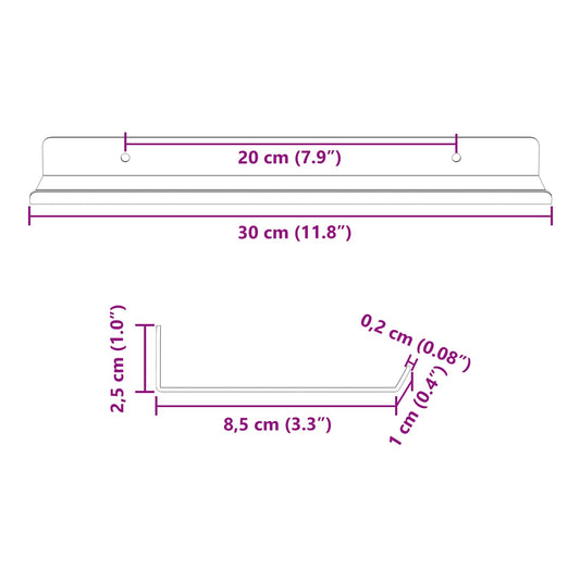 Vegghylle med hylle 4 pcs Olivengrønn 30 x 9 x 2,5 cm vidaXL