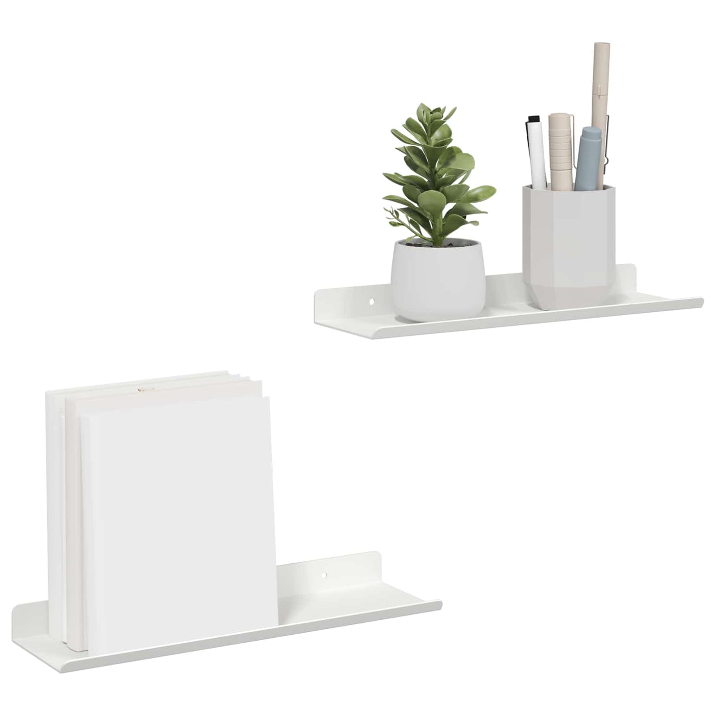 Vegghylle med hylle Veggmontert 2 pcs Hvit 30 x 9 x 2,5 cm vidaXL