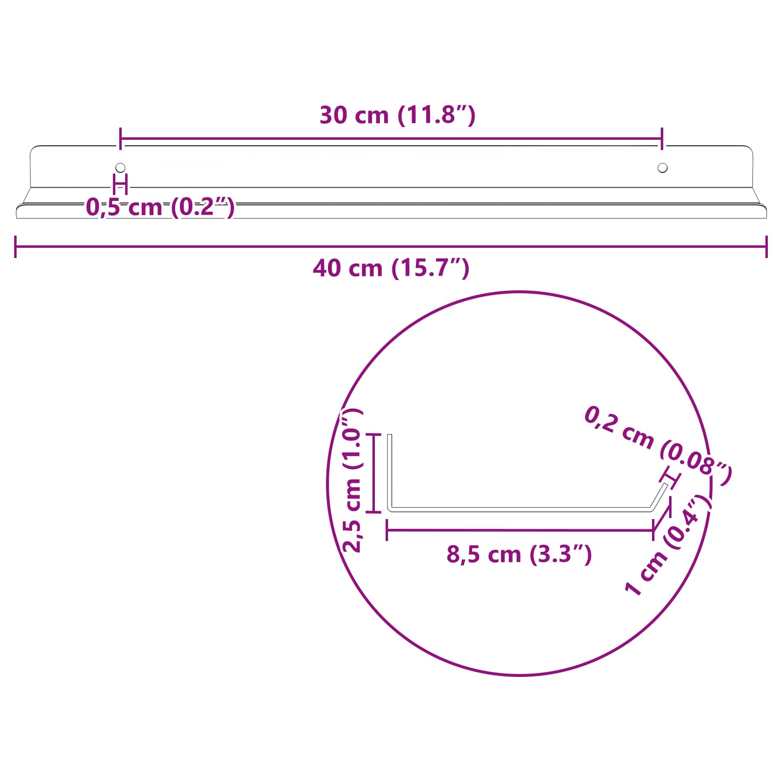 Vegghylle med hylle Veggmontert 4 pcs Svart 40 x 9 x 2,5 cm vidaXL