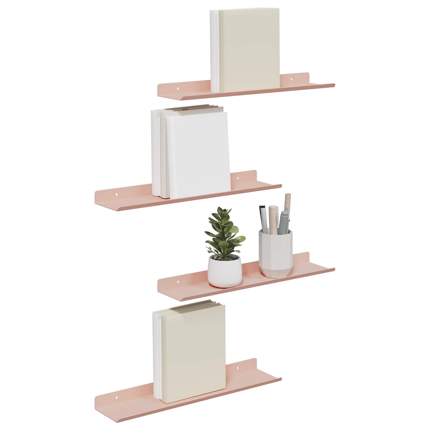 Vegghylle med hylle Veggmontert 4 pcs Rosa 40 x 9 x 2,5 cm vidaXL