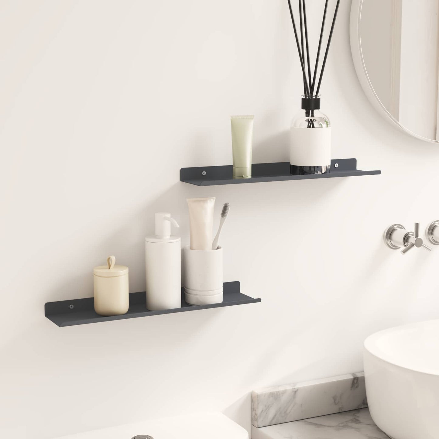 Vegghylle med hylle Veggmontert 2 pcs Antrasitt 40 x 9 x 2,5 cm vidaXL