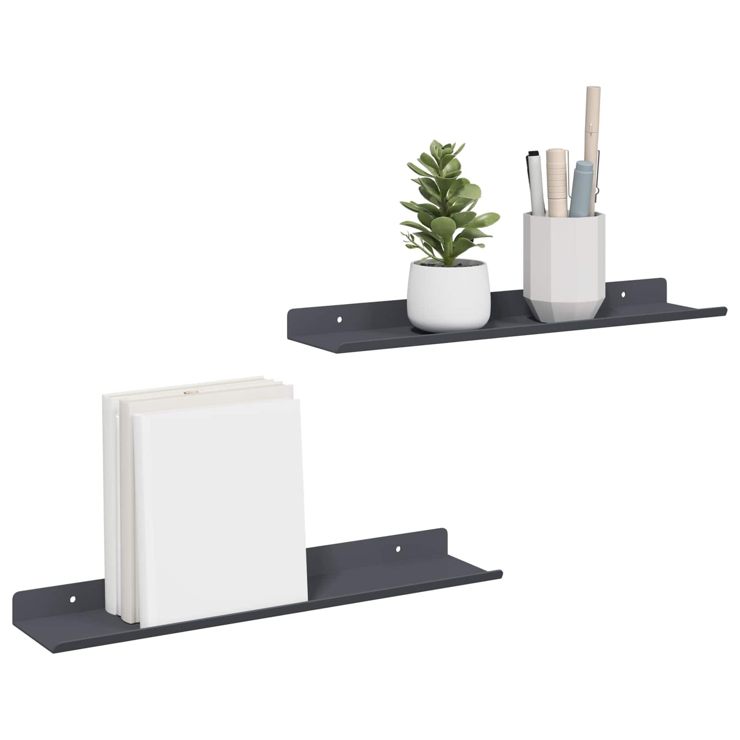 Vegghylle med hylle Veggmontert 2 pcs Antrasitt 40 x 9 x 2,5 cm vidaXL
