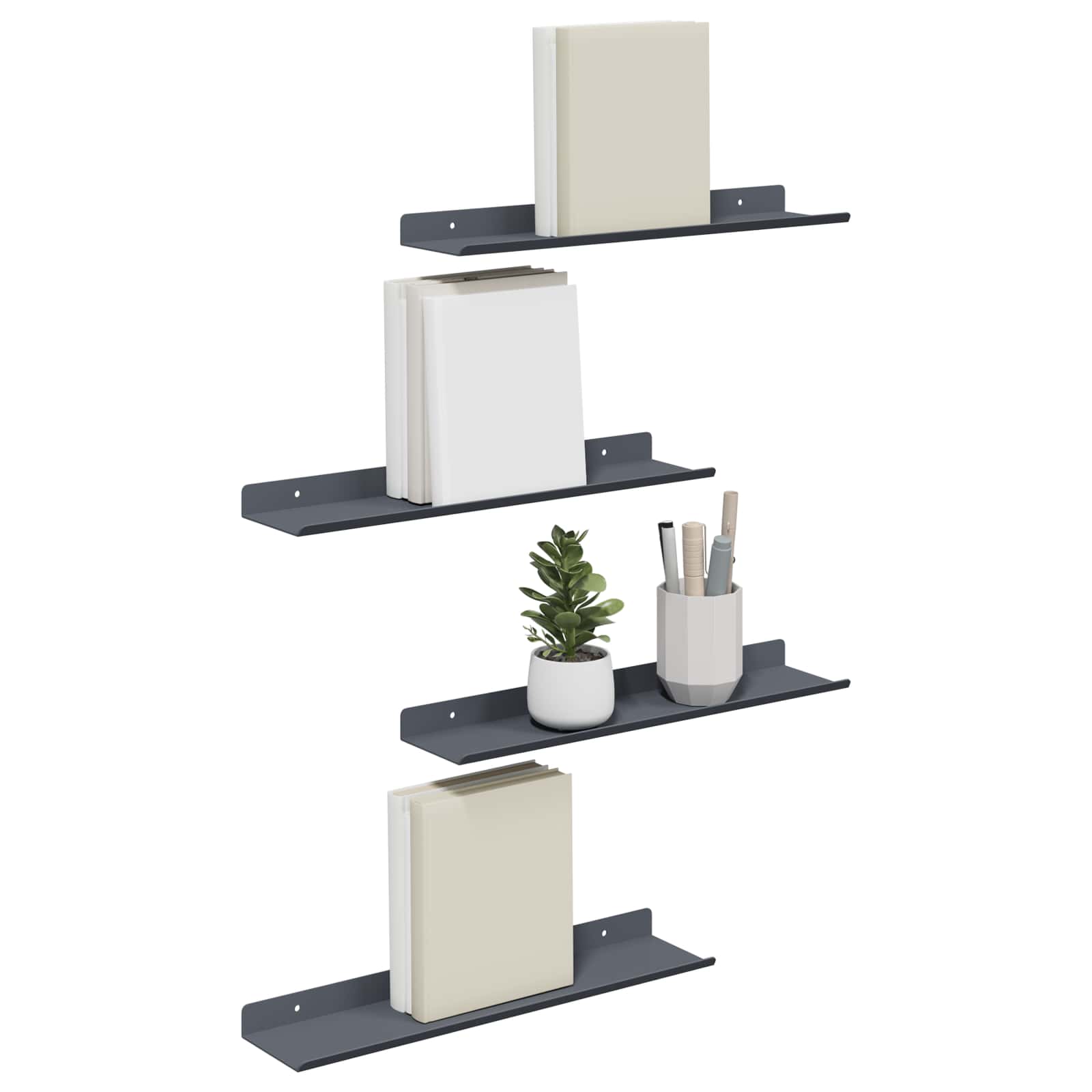 Vegghylle med hylle Veggmontert 4 pcs Antrasitt 40 x 9 x 2,5 cm vidaXL