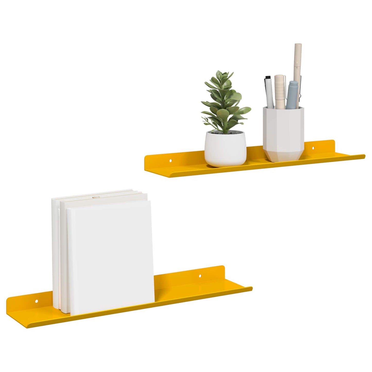 Vegghylle med hylle 2 pcs Sennepsgul 40 x 9 x 2,5 cm vidaXL