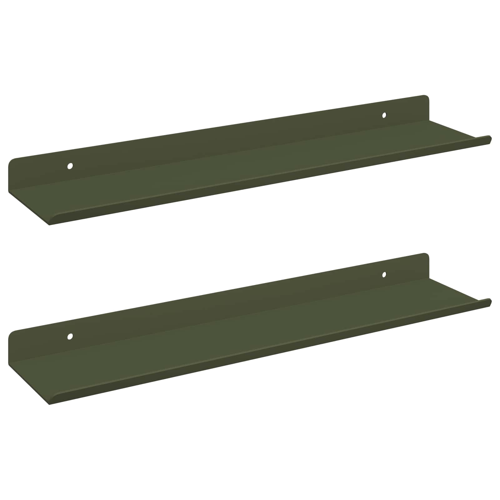Vegghylle med hylle 2 pcs Olivengrønn 40 x 9 x 2,5 cm vidaXL