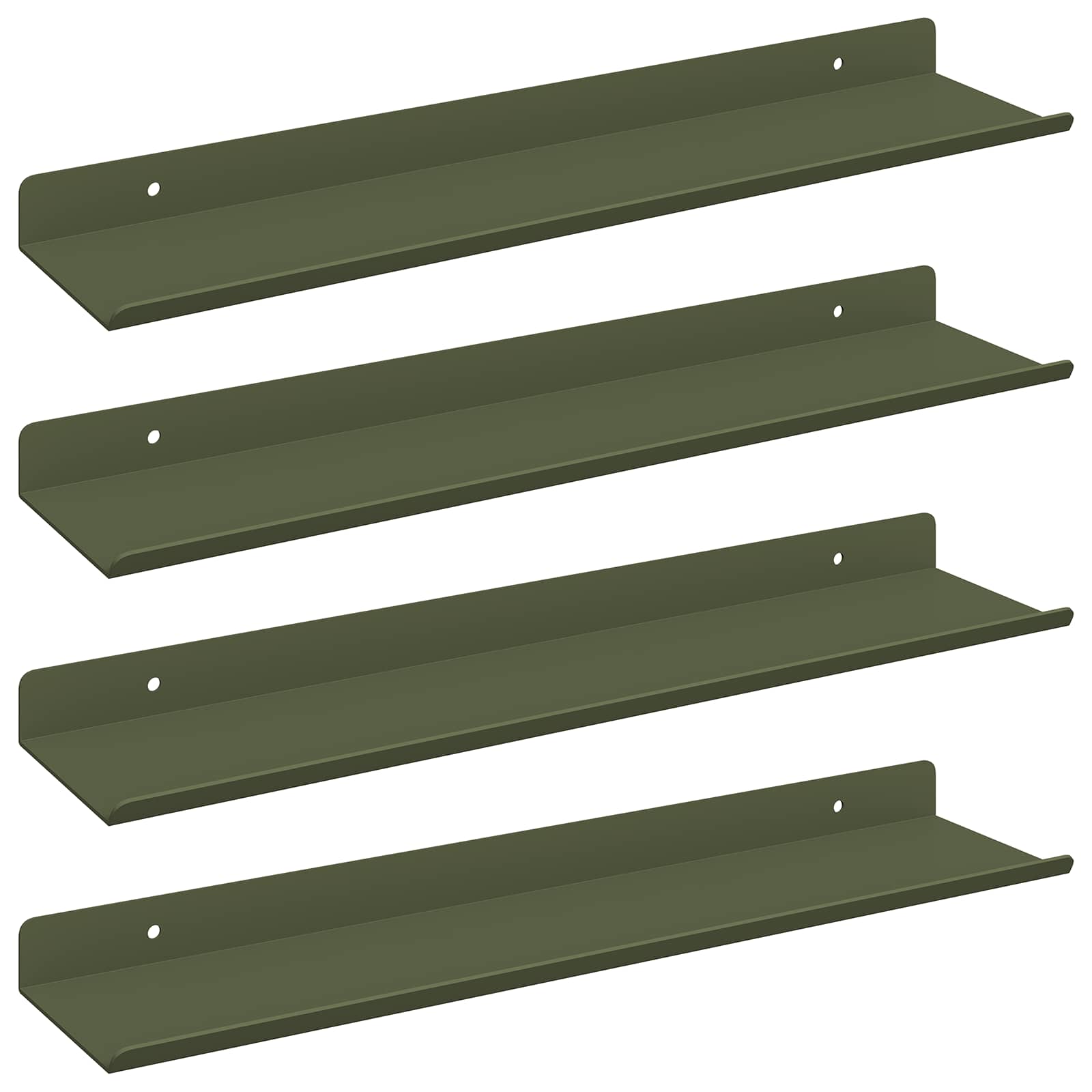Vegghylle med hylle 4 pcs Olivengrønn 40 x 9 x 2,5 cm vidaXL