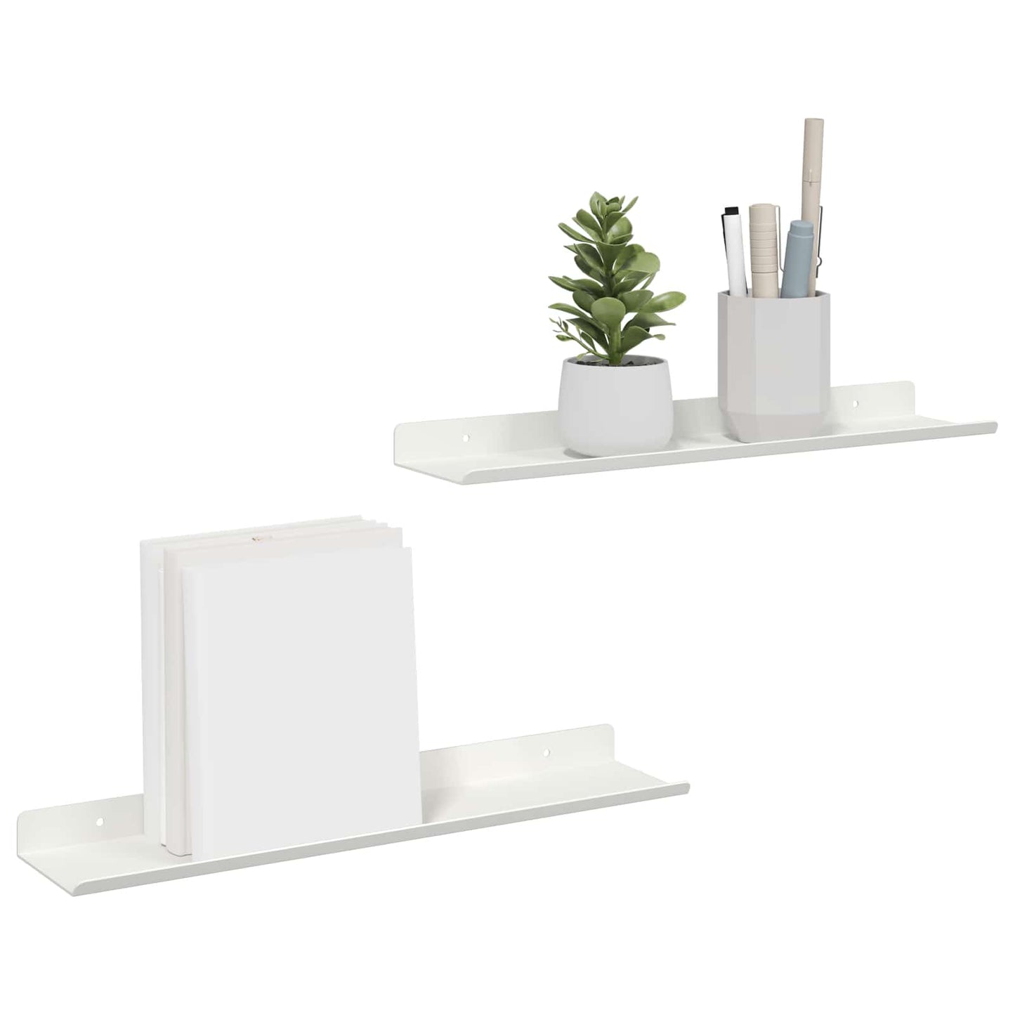 Vegghylle med hylle Veggmontert 2 pcs Hvit 40 x 9 x 2,5 cm vidaXL