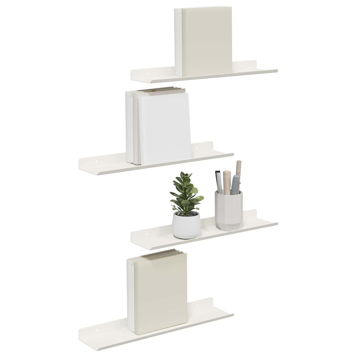 Vegghylle med hylle Veggmontert 4 pcs Hvit 40 x 9 x 2,5 cm vidaXL