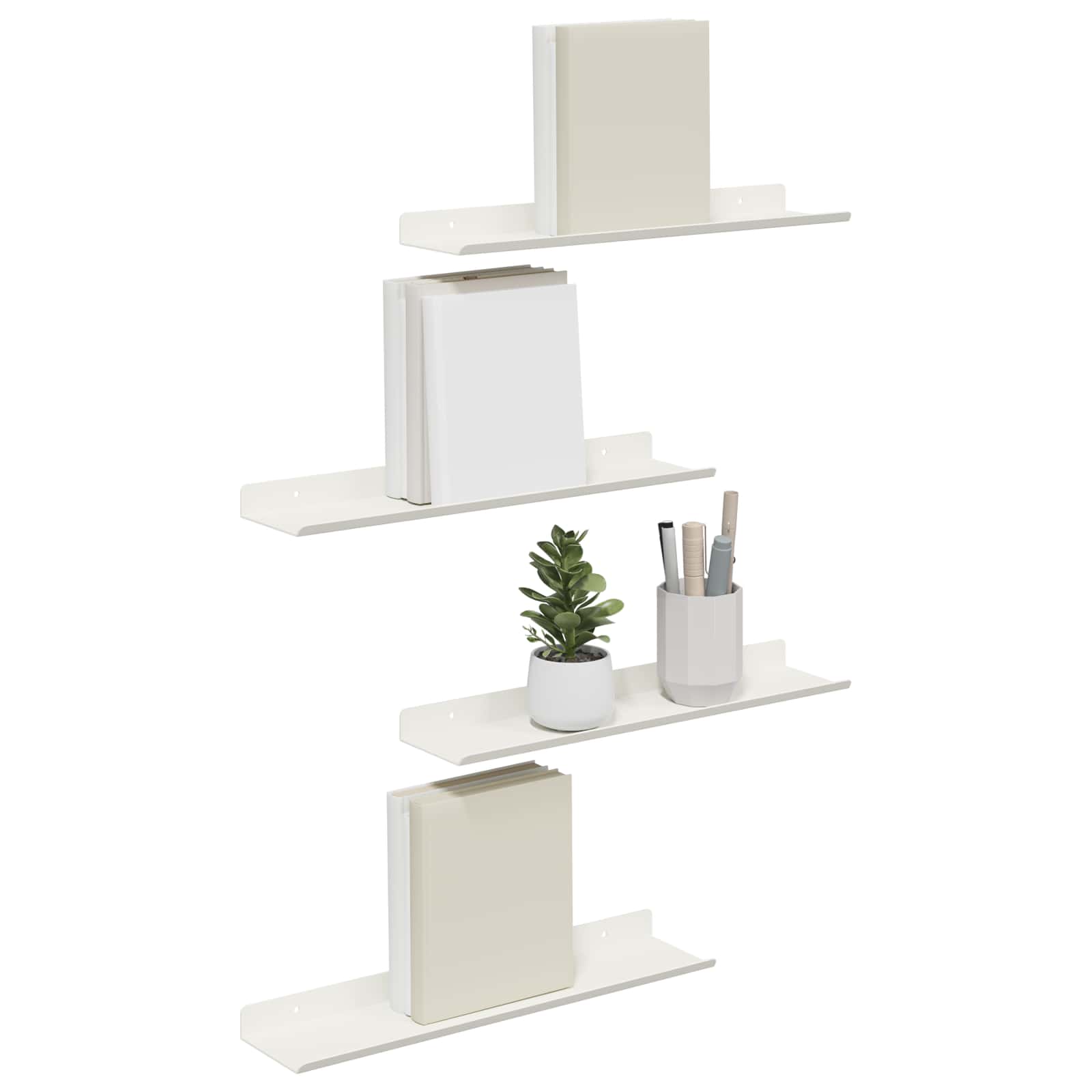 Vegghylle med hylle Veggmontert 4 pcs Hvit 40 x 9 x 2,5 cm vidaXL
