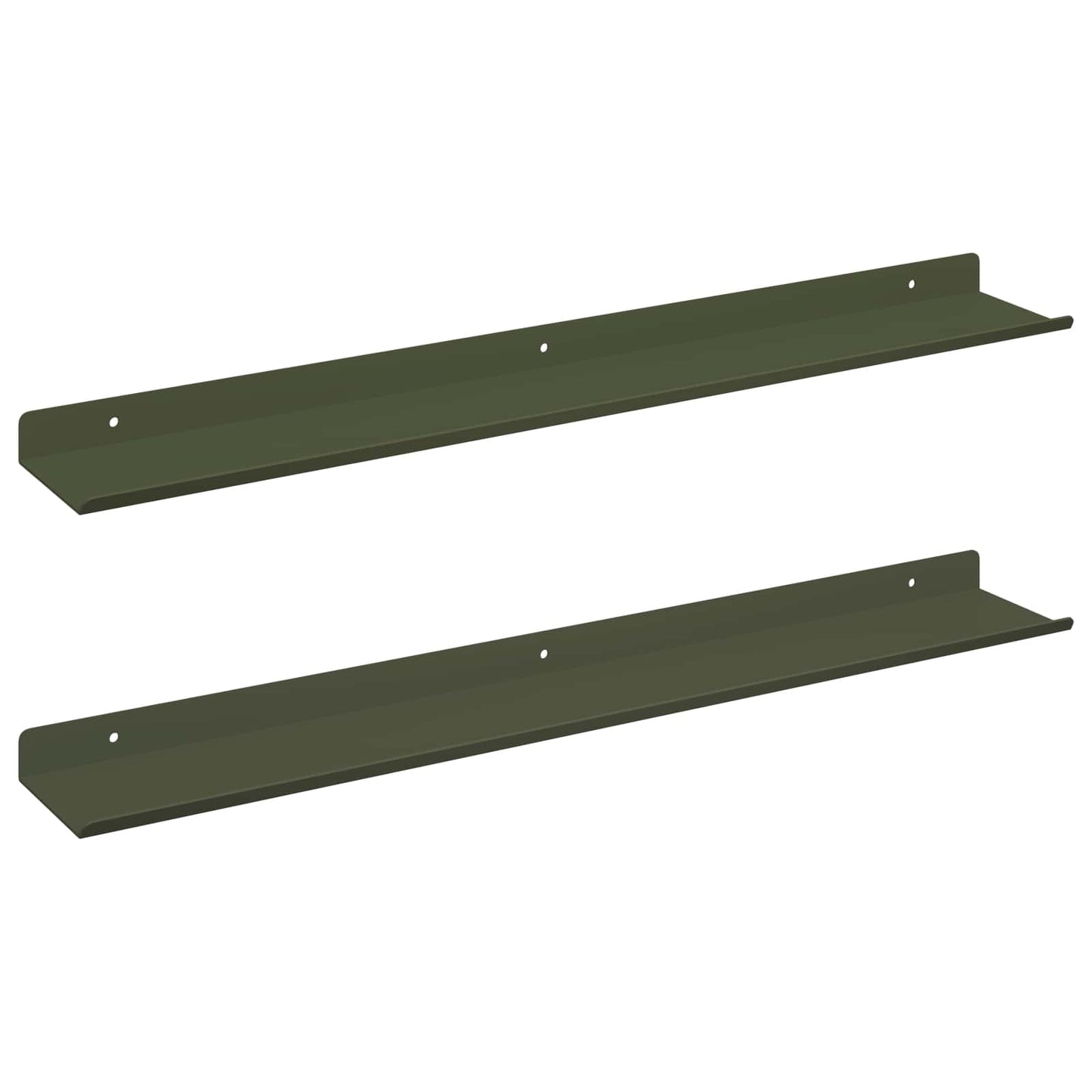 Vegghylle med hylle 2 pcs Olivengrønn 60 x 9 x 2,5 cm vidaXL