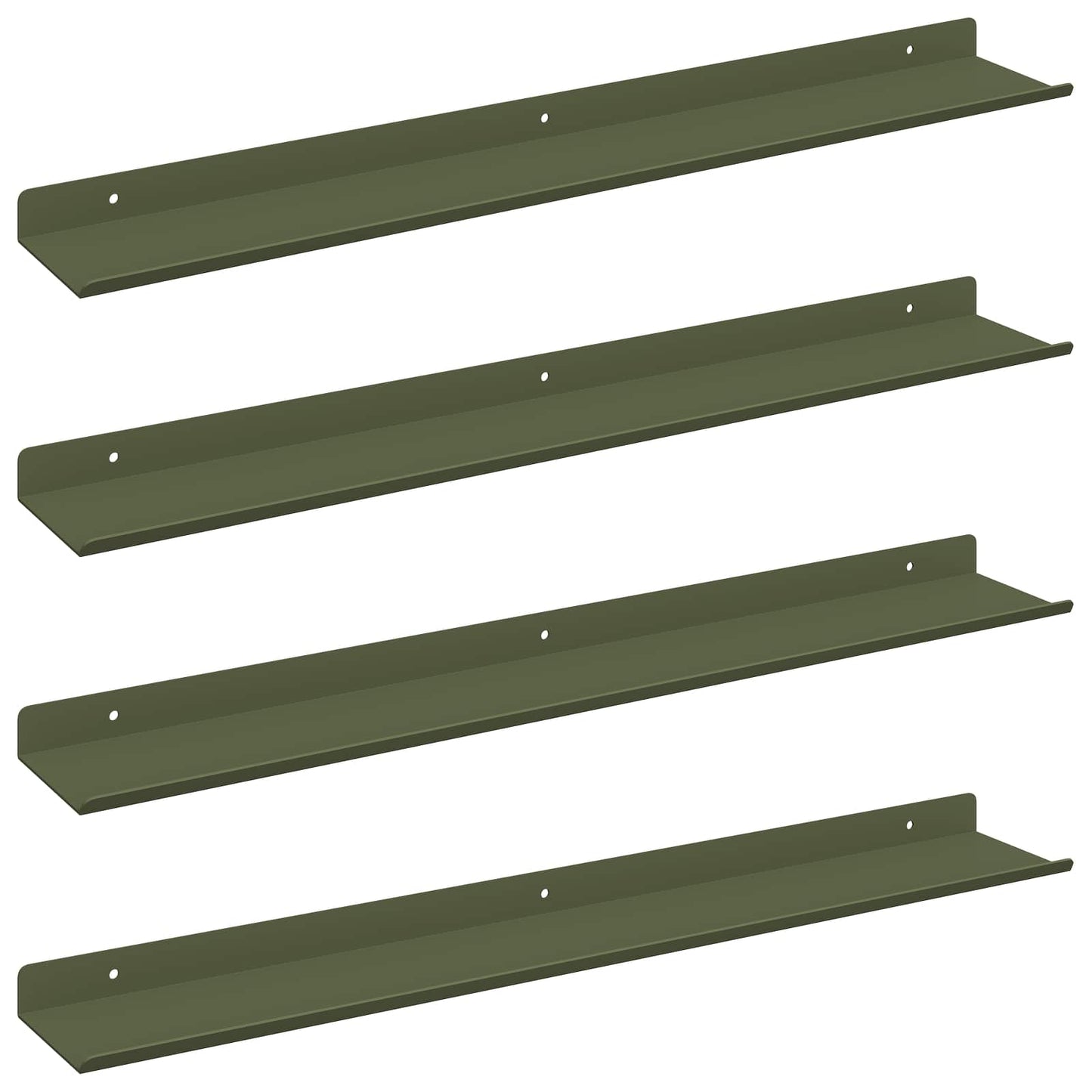 Vegghylle med hylle 4 pcs Olivengrønn 60 x 9 x 2,5 cm vidaXL