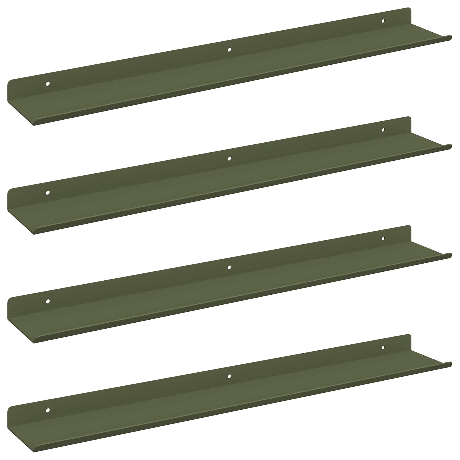 Vegghylle med hylle 4 pcs Olivengrønn 60 x 9 x 2,5 cm vidaXL