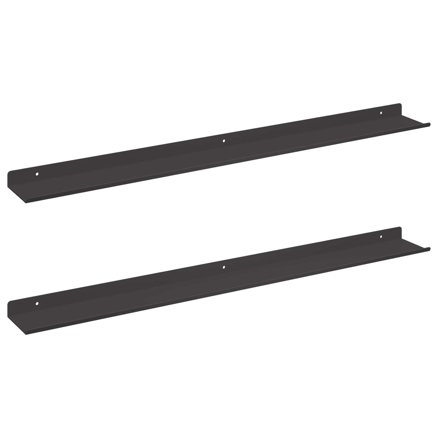 Vegghylle med hylle Veggmontert 2 pcs Svart 80 x 9 x 2,5 cm vidaXL