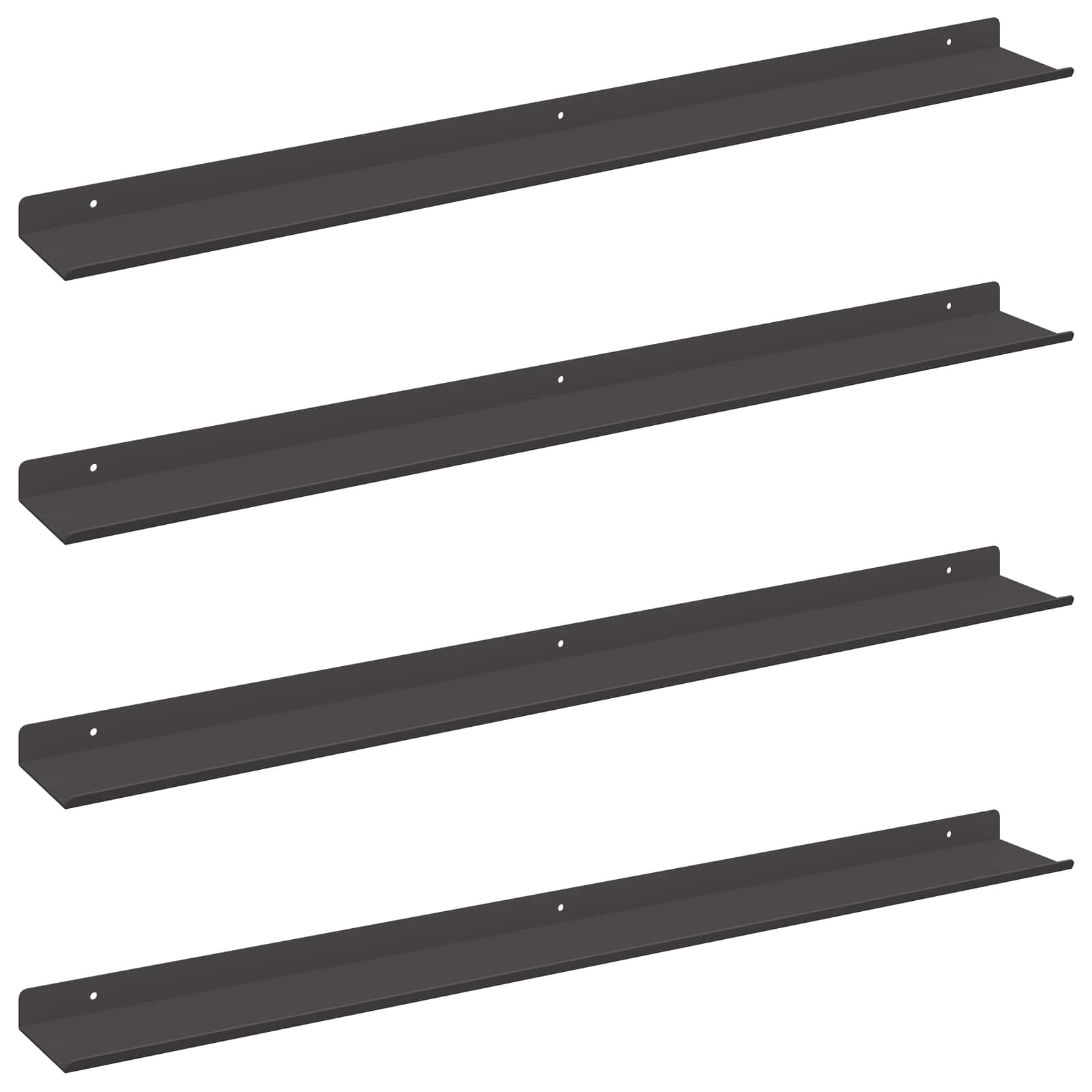 Vegghylle med hylle Veggmontert 4 pcs Svart 80 x 9 x 2,5 cm vidaXL