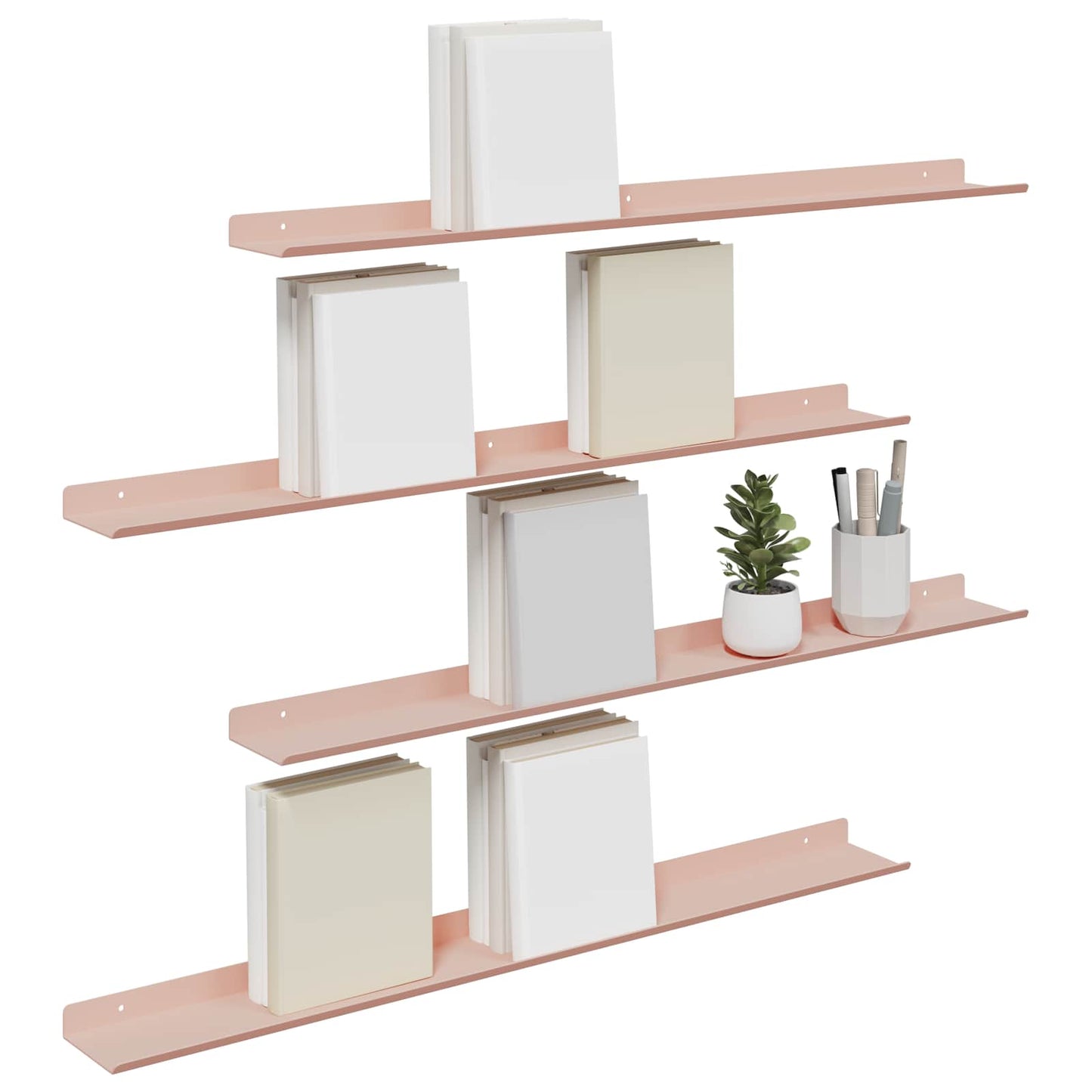 Vegghylle med hylle Veggmontert 4 pcs Rosa 80 x 9 x 2,5 cm vidaXL