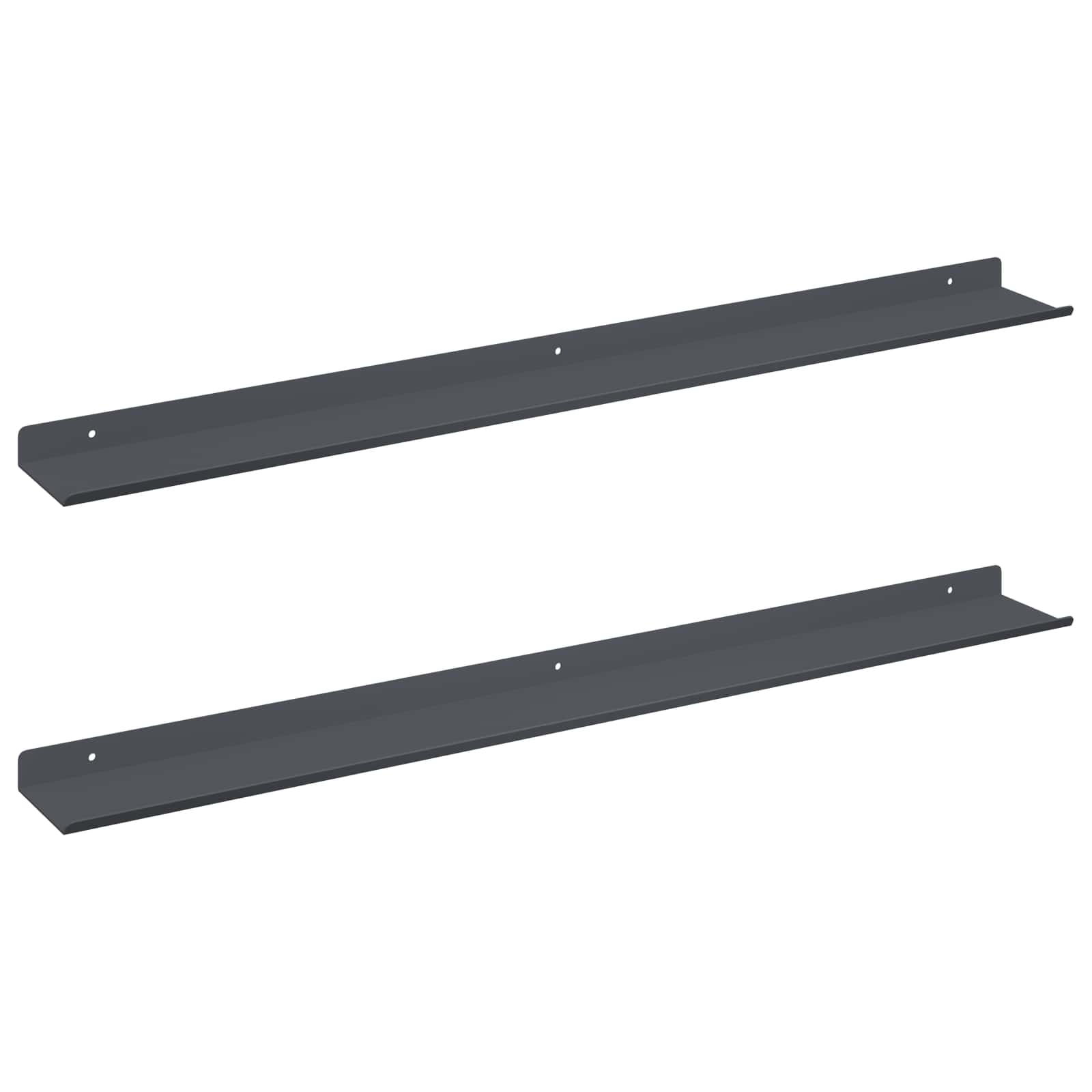 Vegghylle med hylle Veggmontert 2 pcs Antrasitt 80 x 9 x 2,5 cm vidaXL