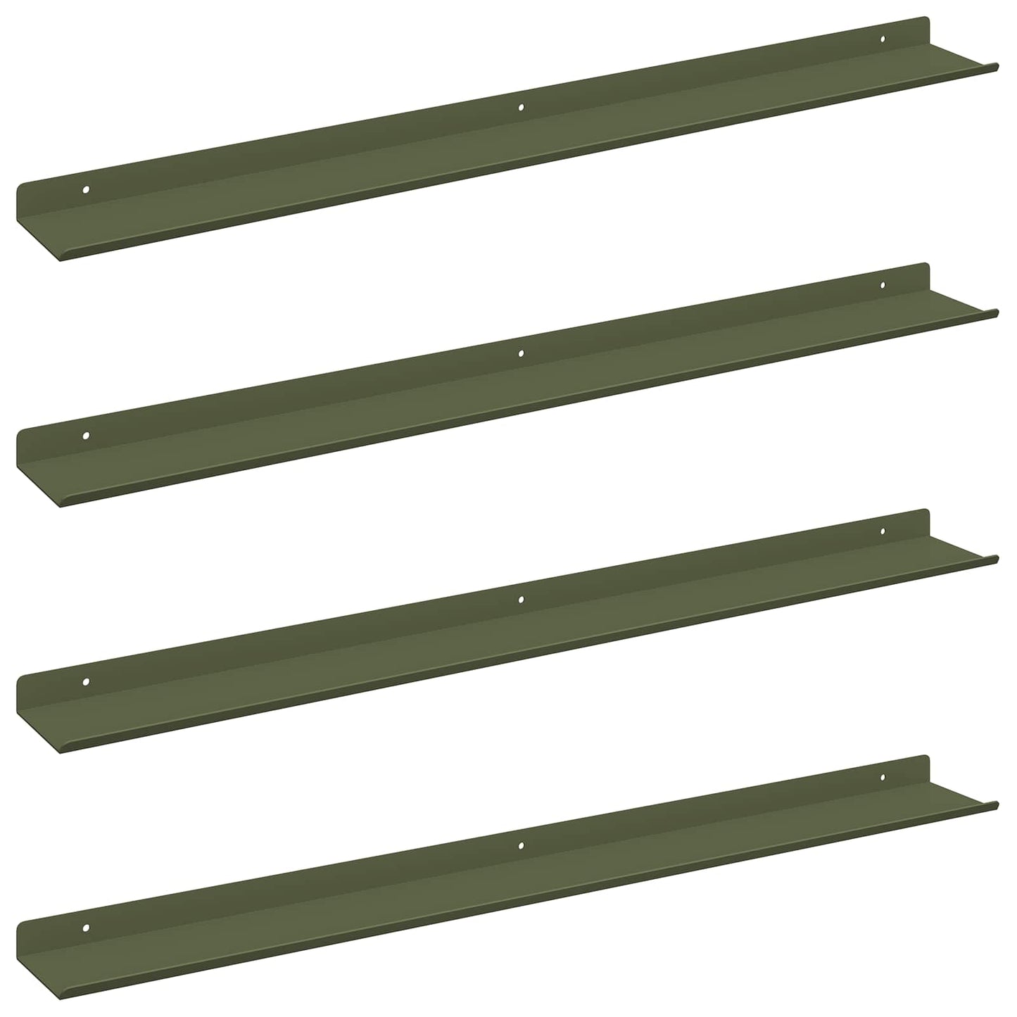 Vegghylle med hylle 4 pcs Olivengrønn 80 x 9 x 2,5 cm vidaXL