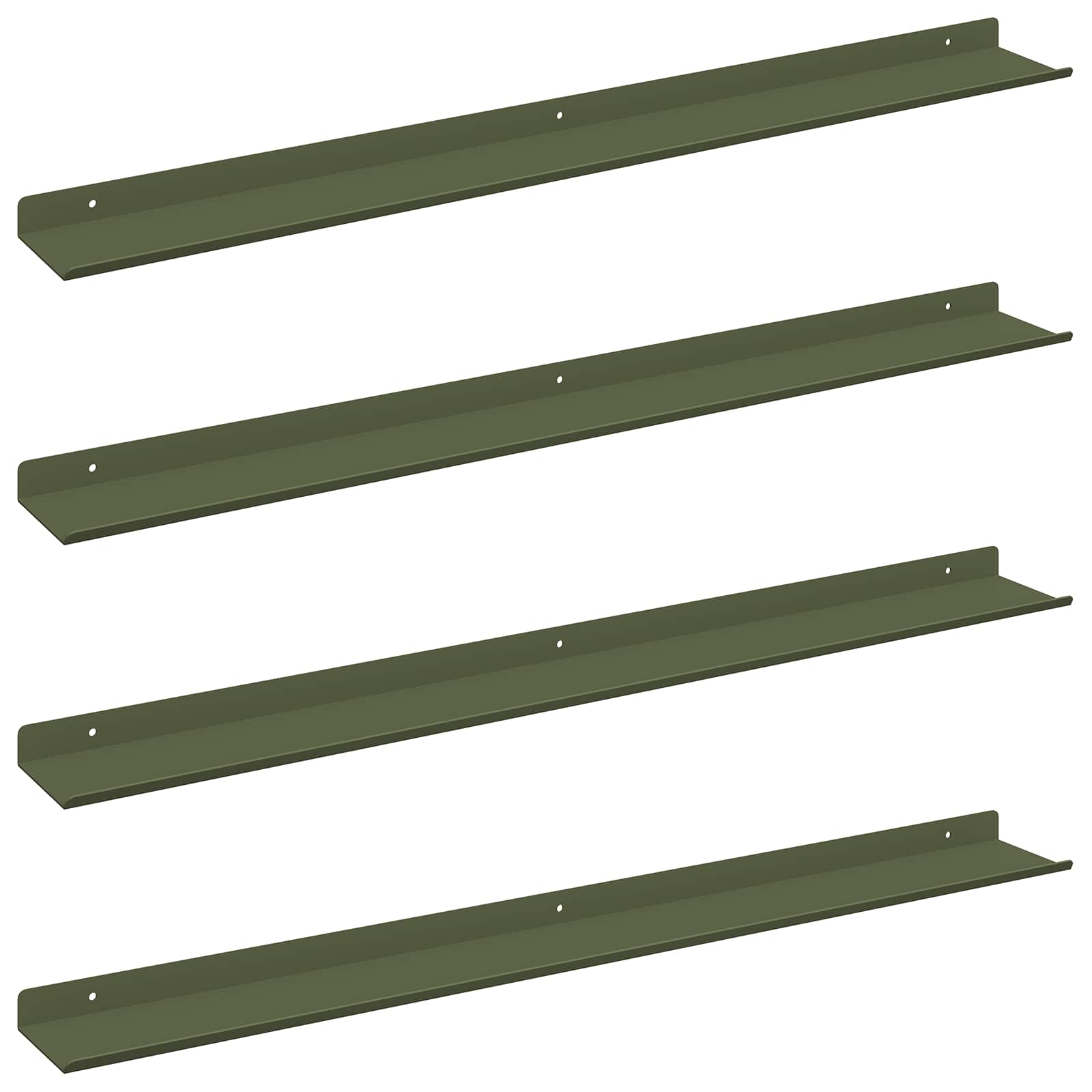 Vegghylle med hylle 4 pcs Olivengrønn 80 x 9 x 2,5 cm vidaXL