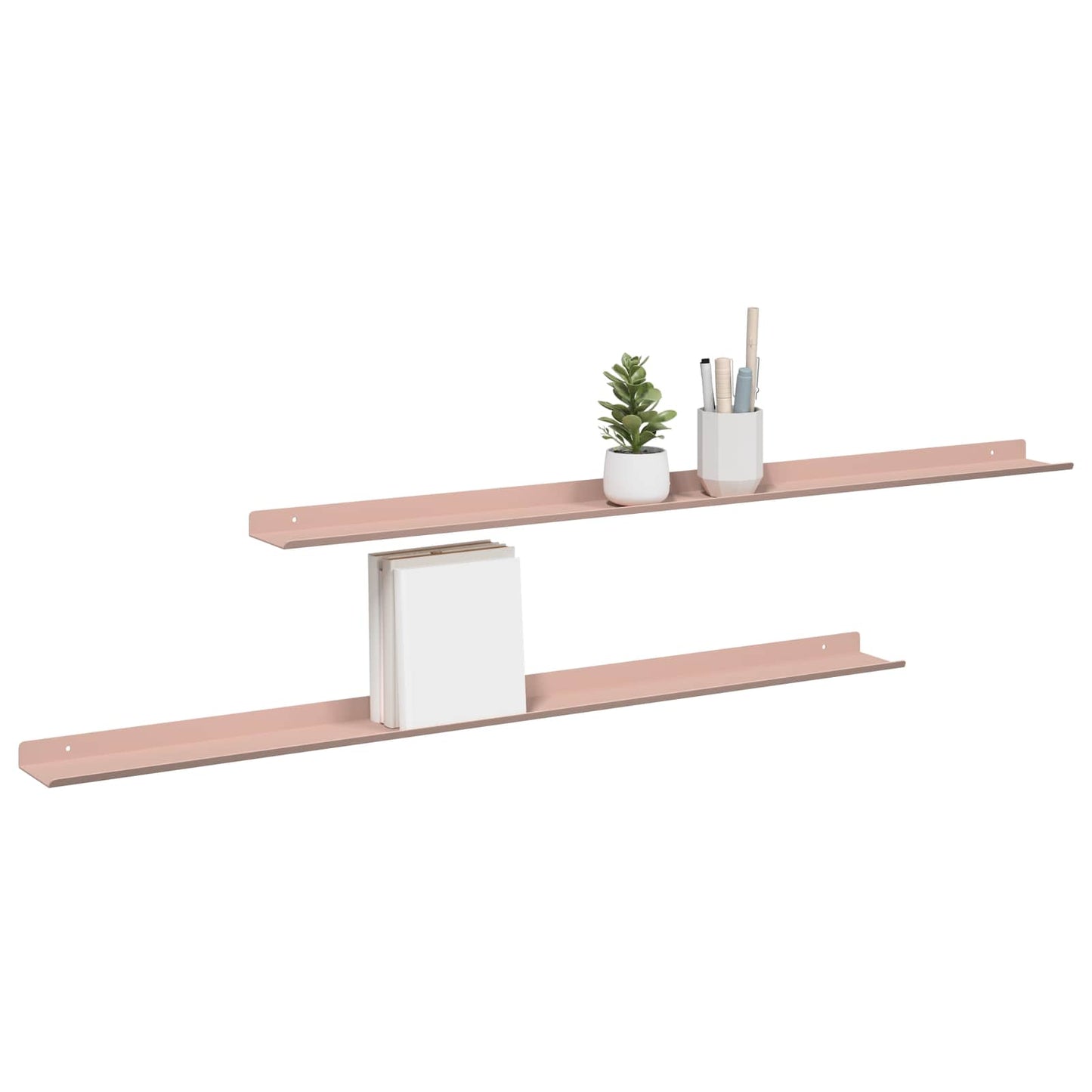 Vegghylle med hylle Veggmontert 2 pcs Rosa 100 x 9 x 2,5 cm vidaXL