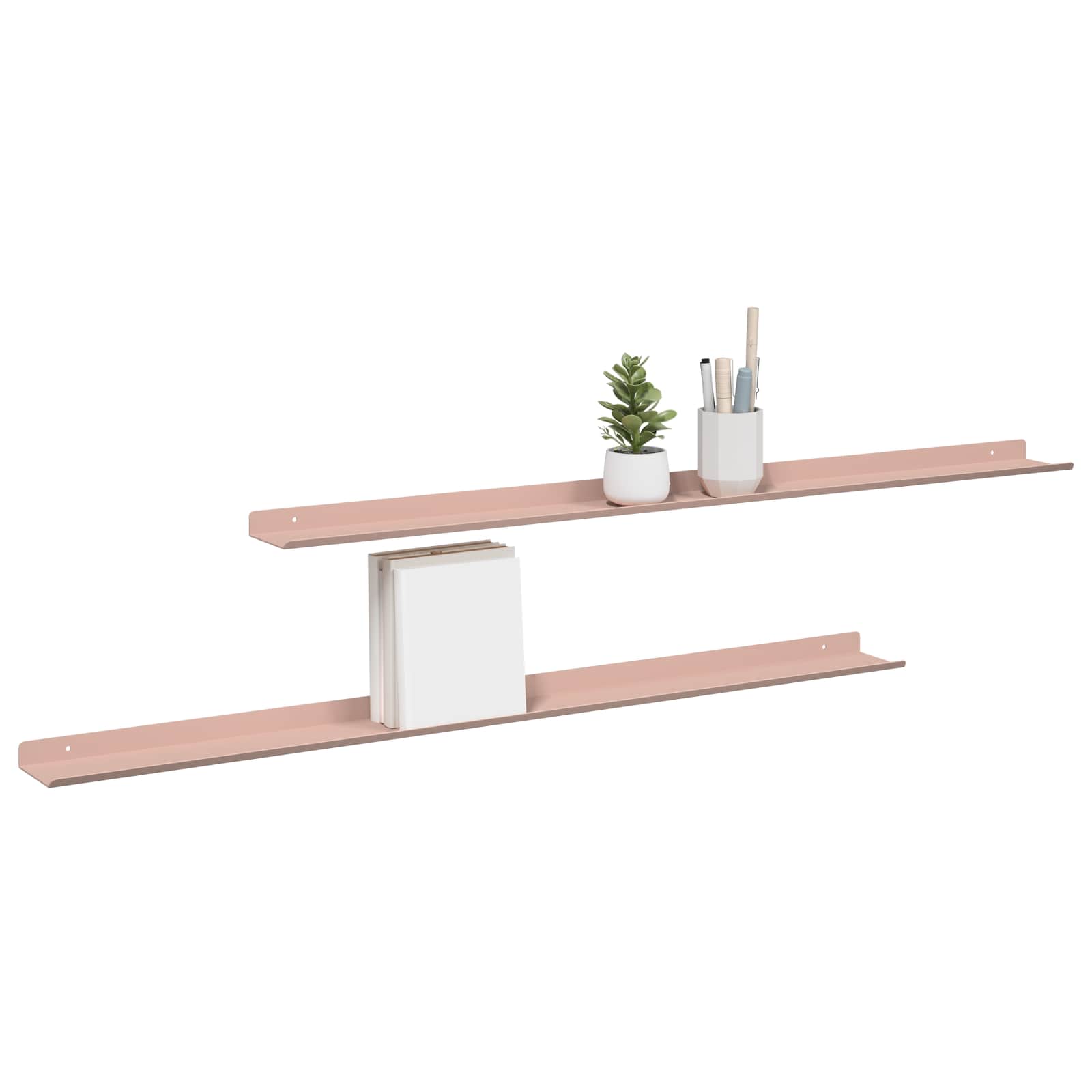 Vegghylle med hylle Veggmontert 2 pcs Rosa 100 x 9 x 2,5 cm vidaXL