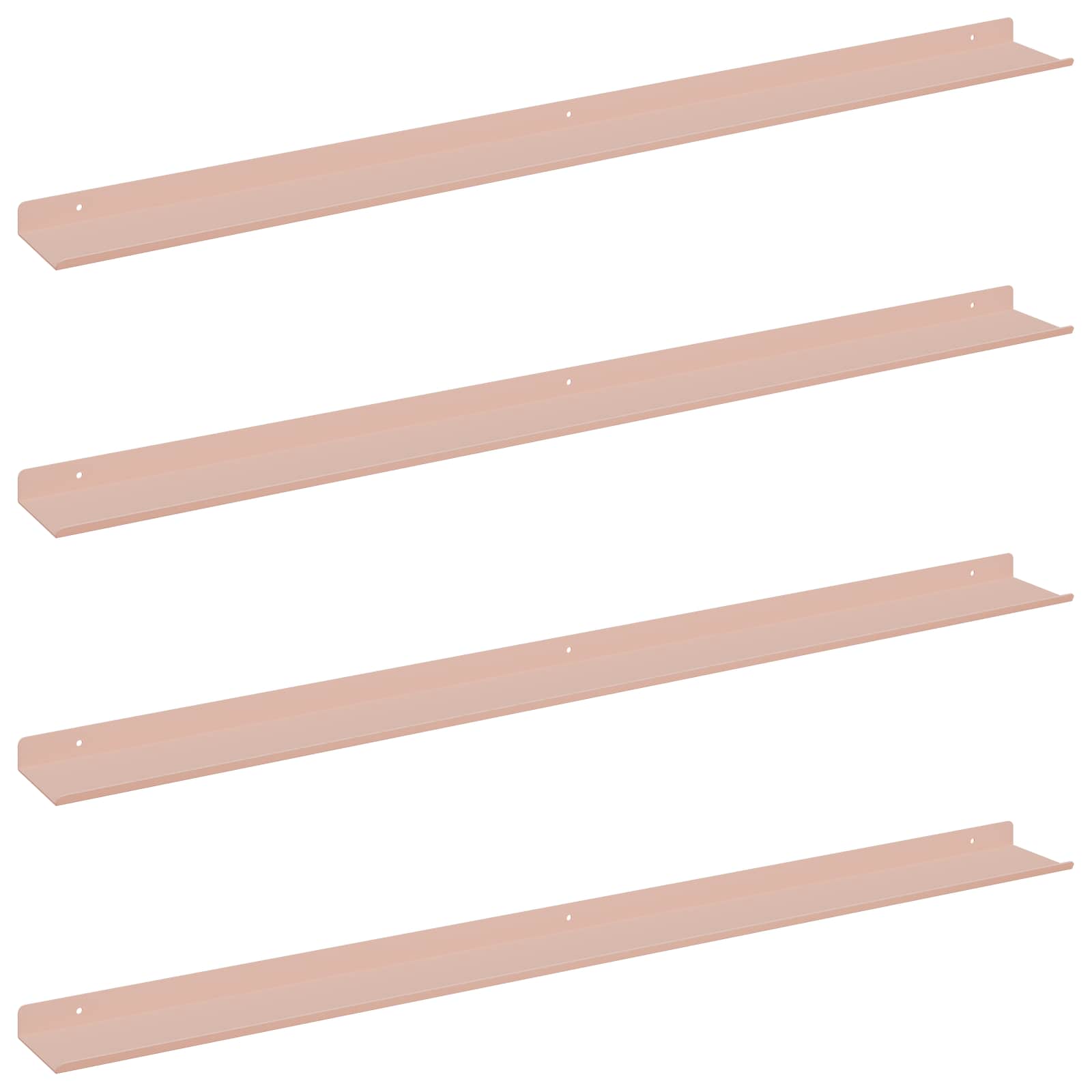 Vegghylle med hylle Veggmontert 4 pcs Rosa 100 x 9 x 2,5 cm vidaXL