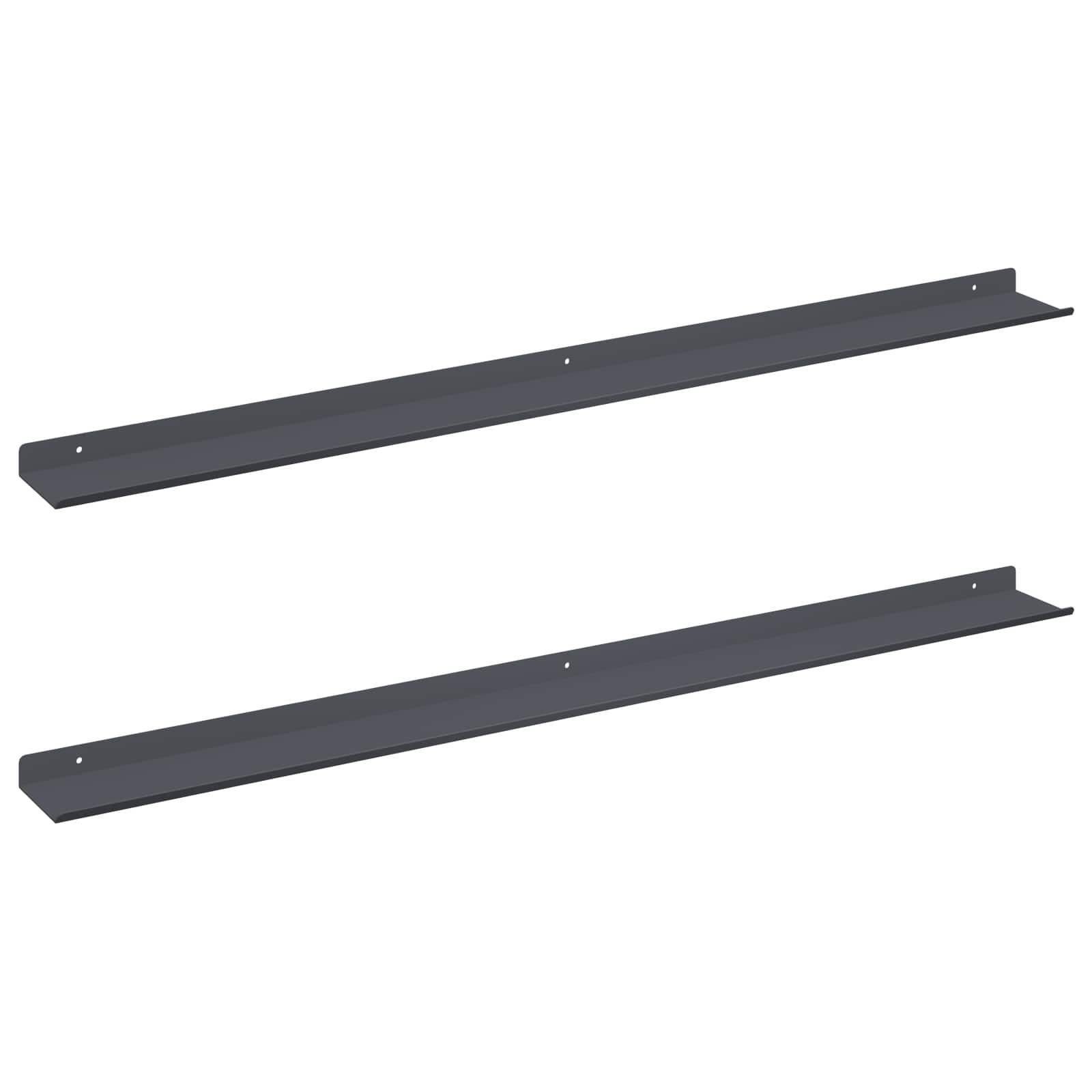 Vegghylle med hylle 2 pcs Antrasitt 100 x 9 x 2,5 cm vidaXL