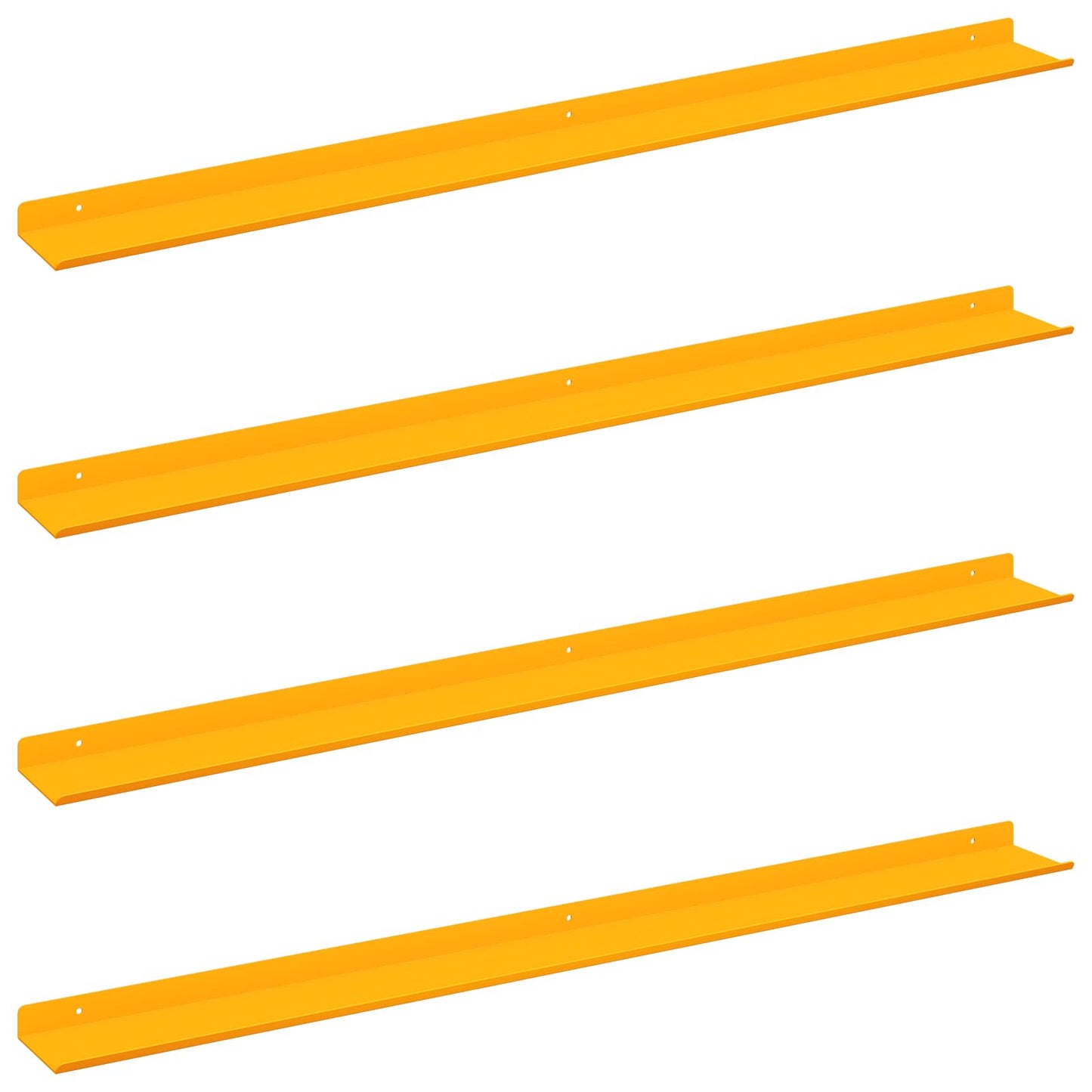 Vegghylle med hylle 4 pcs Sennepsgul 100 x 9 x 2,5 cm vidaXL