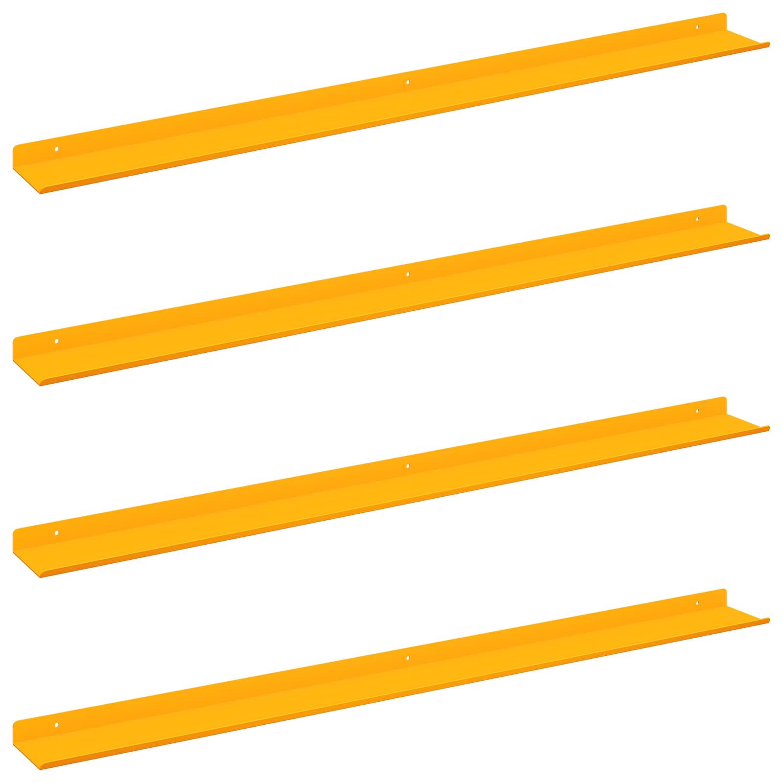 Vegghylle med hylle 4 pcs Sennepsgul 100 x 9 x 2,5 cm vidaXL