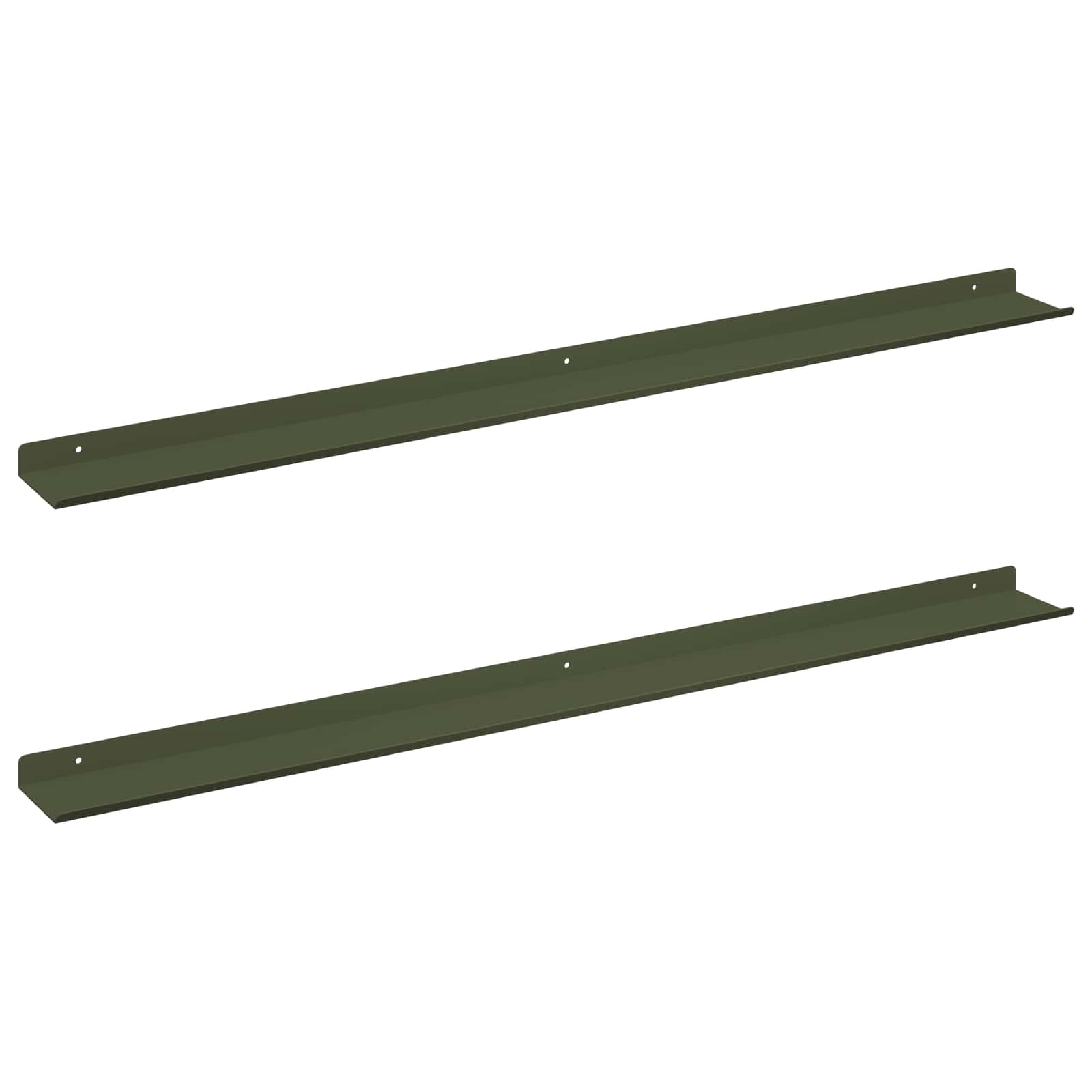Vegghylle med hylle 2 pcs Olivengrønn 100 x 9 x 2,5 cm vidaXL