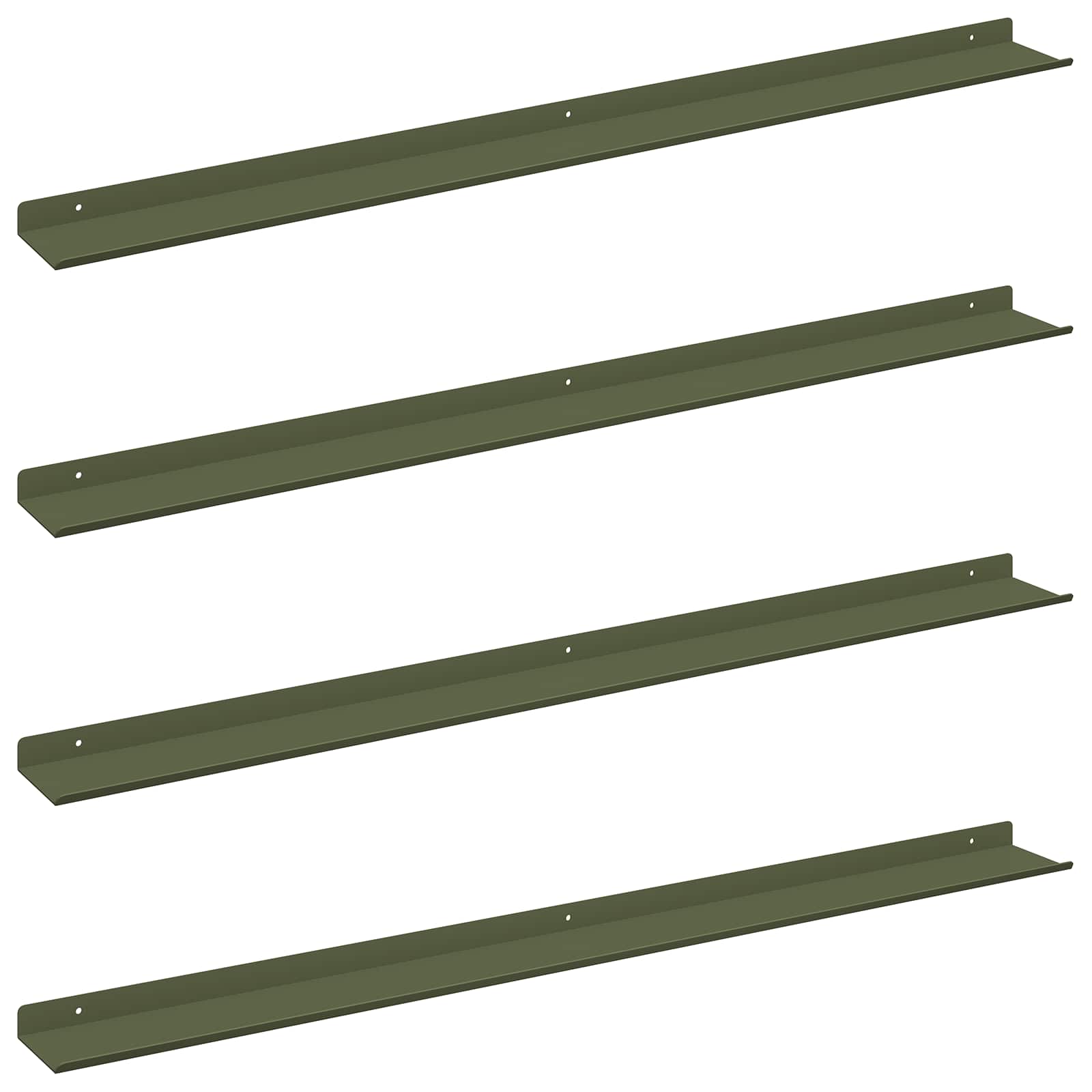 Vegghylle med hylle 4 pcs Olivengrønn 100 x 9 x 2,5 cm vidaXL