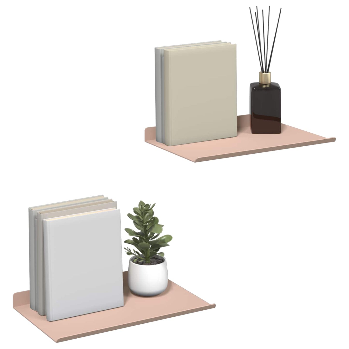 Vegghylle med hylle Veggmontert 2 pcs Rosa 30 x 18 x 2,5 cm vidaXL