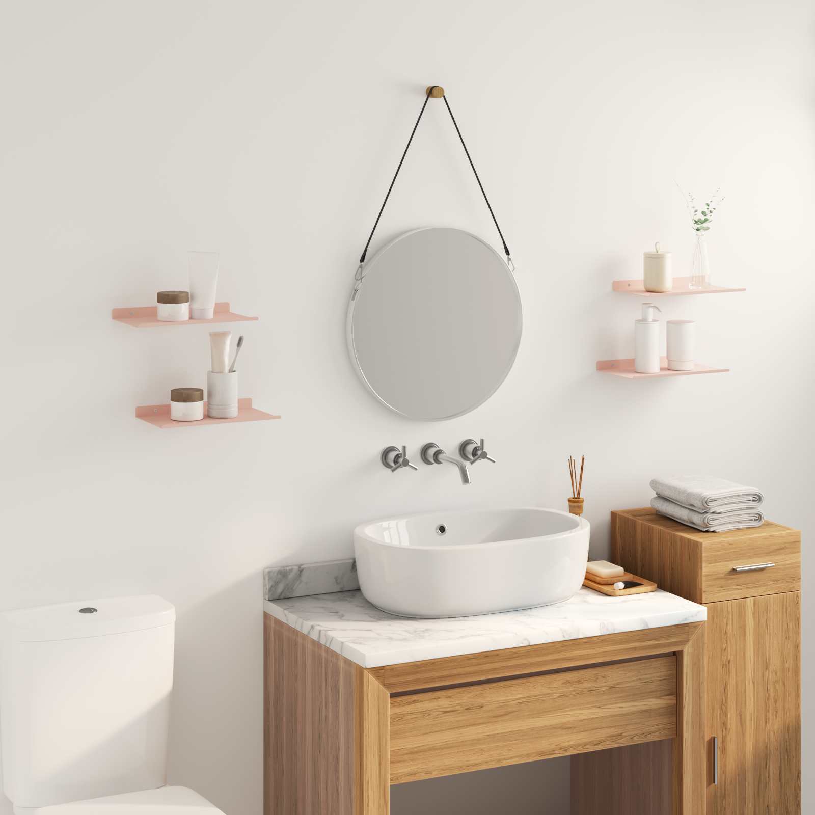 Vegghylle med hylle Veggmontert 4 pcs Rosa 30 x 18 x 2,5 cm vidaXL