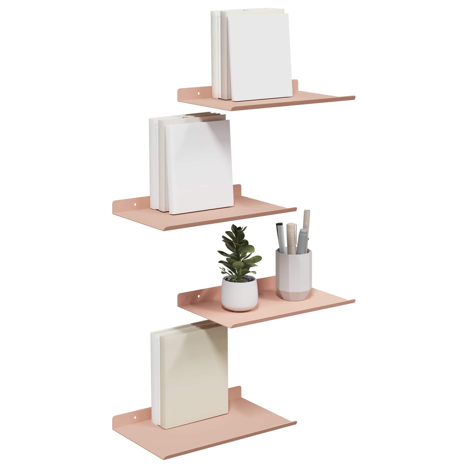 Vegghylle med hylle Veggmontert 4 pcs Rosa 30 x 18 x 2,5 cm vidaXL