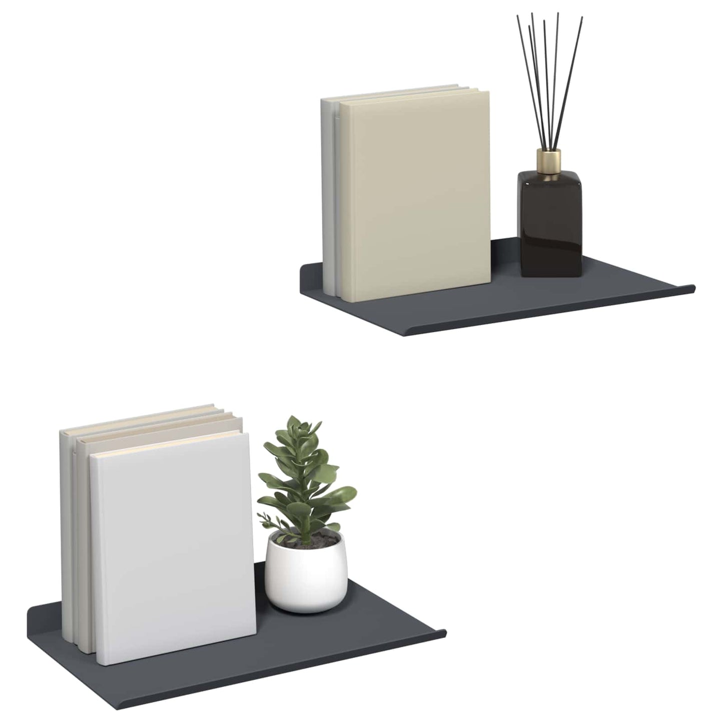 Vegghylle med hylle 2 pcs Antrasitt 30 x 18 x 2,5 cm vidaXL